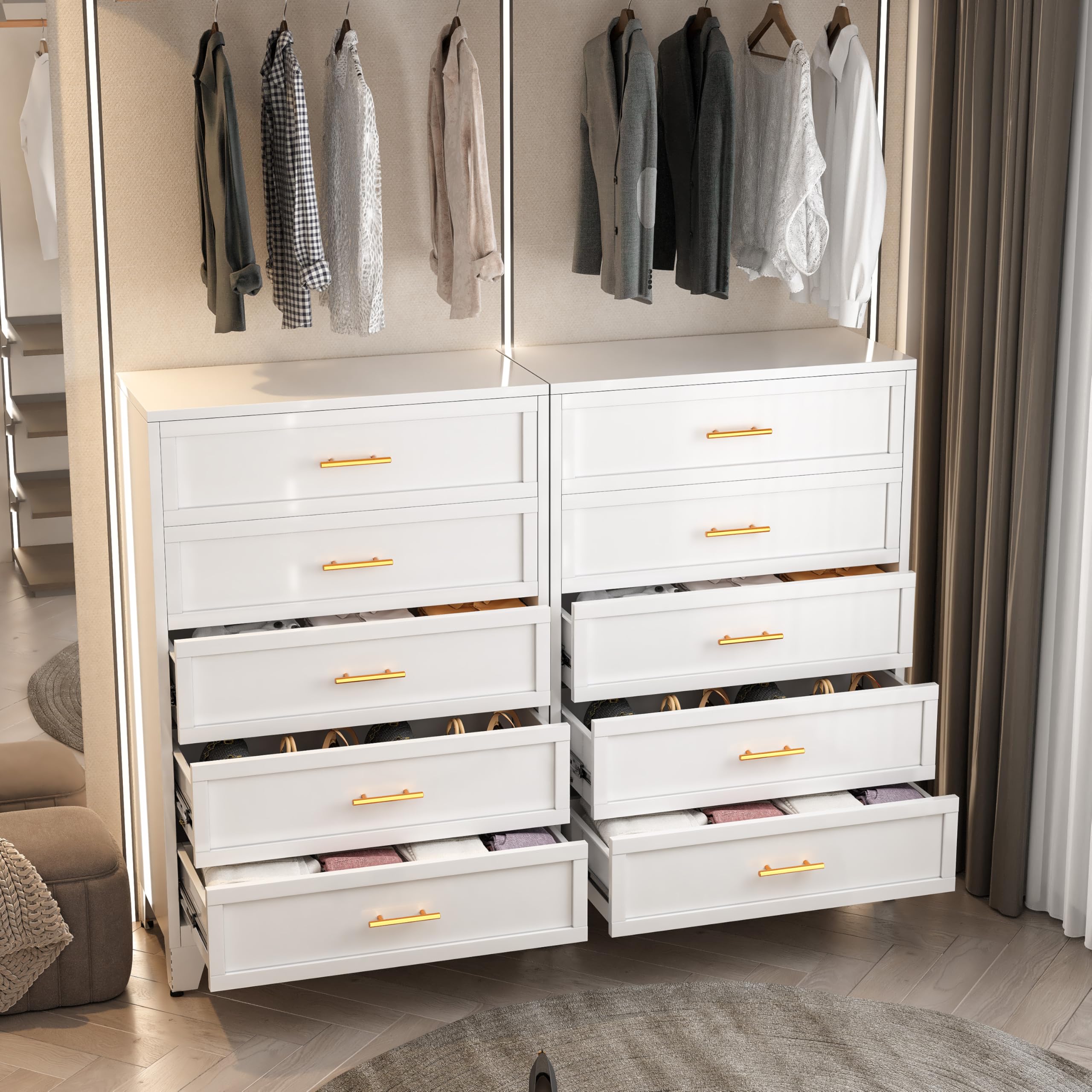 White 5-Drawer Tall Metal Dresser for Bedroom - Large Storage Chest of Drawers for Living Room, Hallway, Entryway & Home Office - Perfect for Organizing Clothes, Bedding & Office Supplies