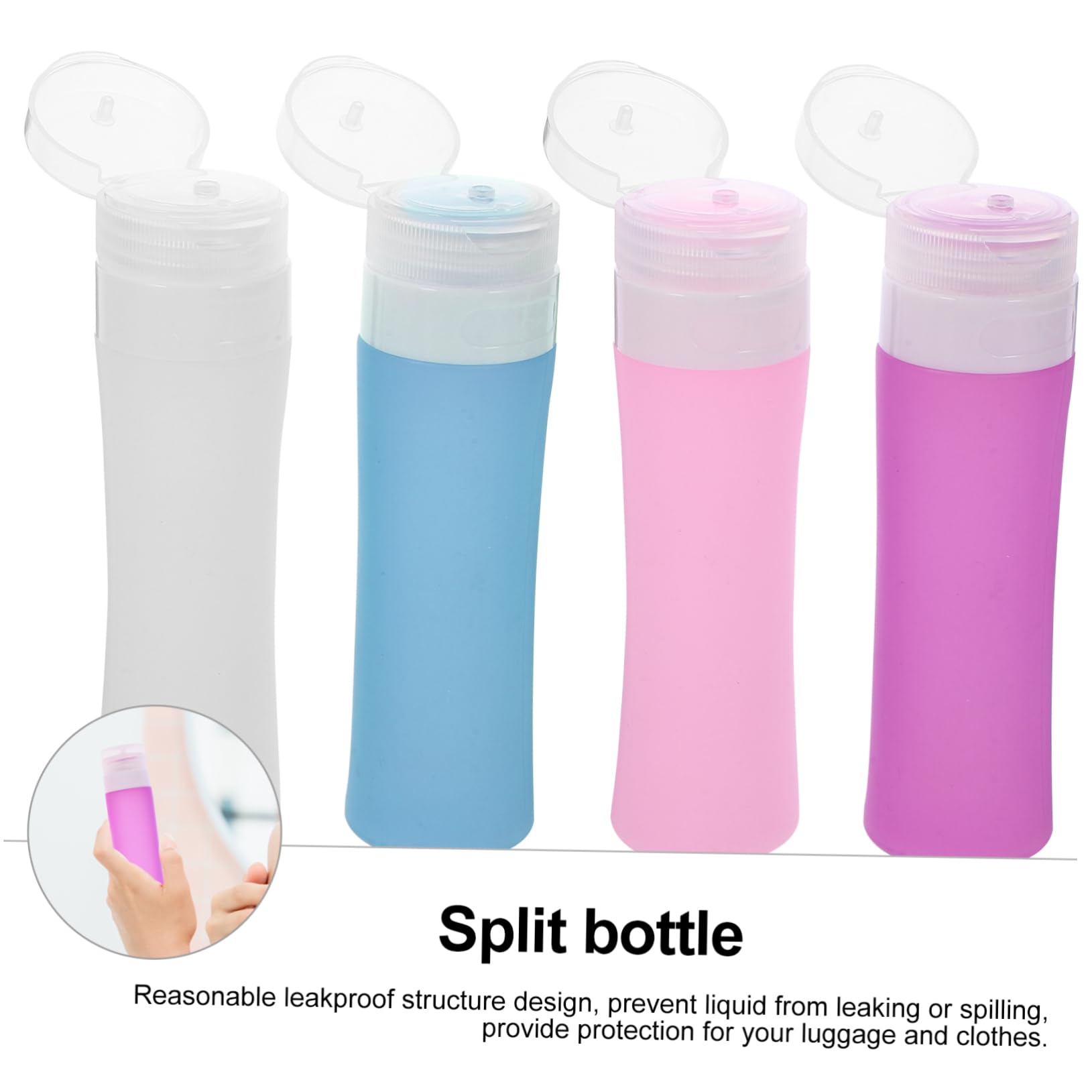 DOITOOL 4-Pack 80ml Mini Squeezy Travel Bottles - Leak-Proof Silicone Containers for Shampoo, Lotion & Toiletries | Perfect for Air Travel, Gym & Vacation Essentials