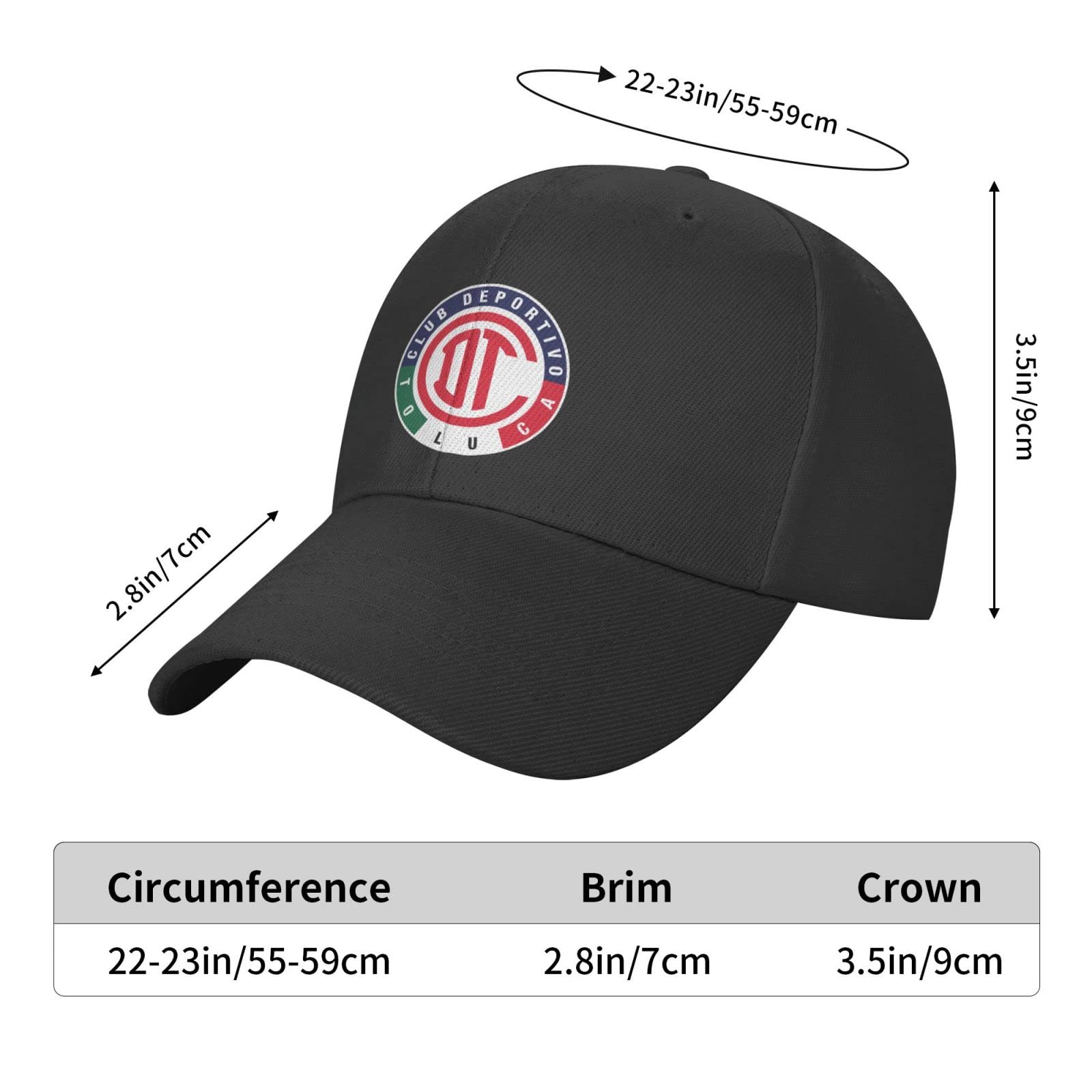 Deportivo Toluca FC Unisex Baseball Cap - Adjustable Cowboy Style Dad Hat for Men & Women - Plain Black Casual Hat for Sports, Outdoor & Daily Wear