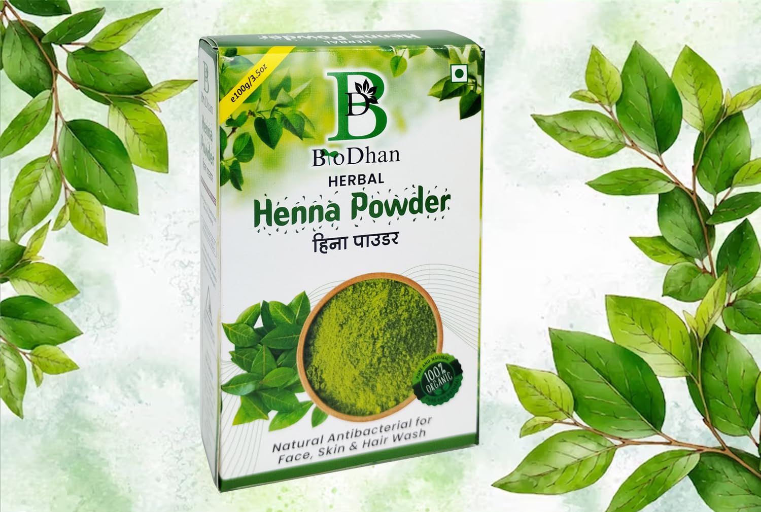BioDhan Natural Henna Powder for Hair & Skin Treatment | Organic Herbal Dye & Conditioning | DIY Beauty & Hair Care at Home