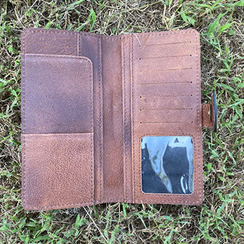 Handcrafted Turquoise Buckstitch Leather Wallet for Men & Women - Western Style Bifold Wallet with Tooled Design - Perfect for Cowboy Boots, Rodeo, and Western Fashion Accessories
