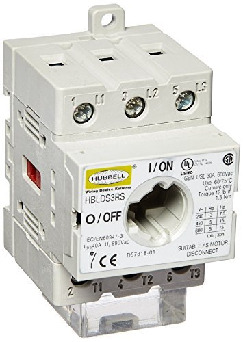 Hubbell HBLDS3RS 30 Amp Replacement Disconnect Switch Channel - Heavy Duty Electrical Switch for HVAC, Industrial Equipment & Motor Control (UL Listed)