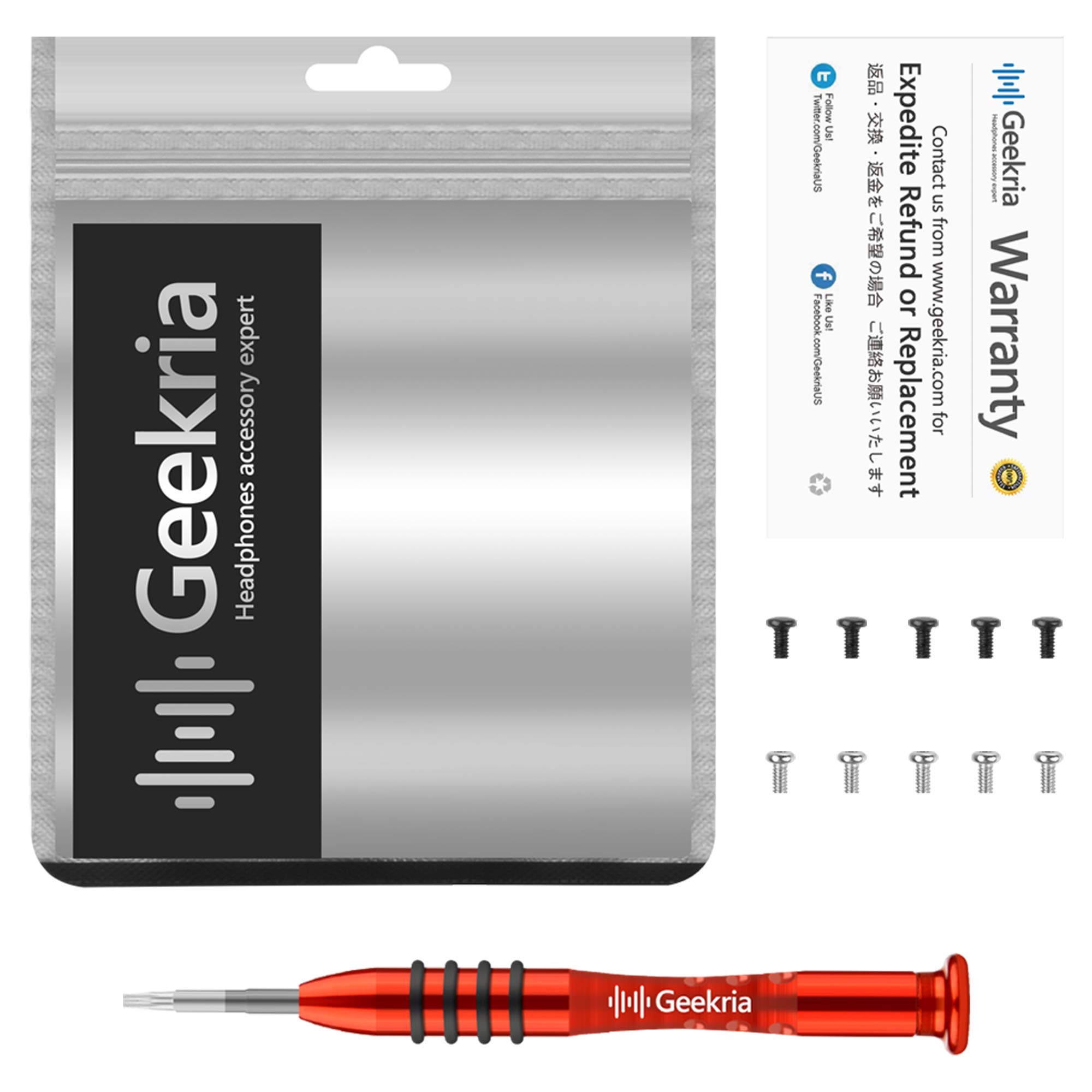 Geekria Replacement Headband & Screwdriver Tool Kit for Beats Studio3 Wireless, Studio2, Studio 1.0 Headphones - 10 Pcs Repair Screws Included (Red) - Perfect for DIY Headphone Repair & Maintenance at Home or Studio