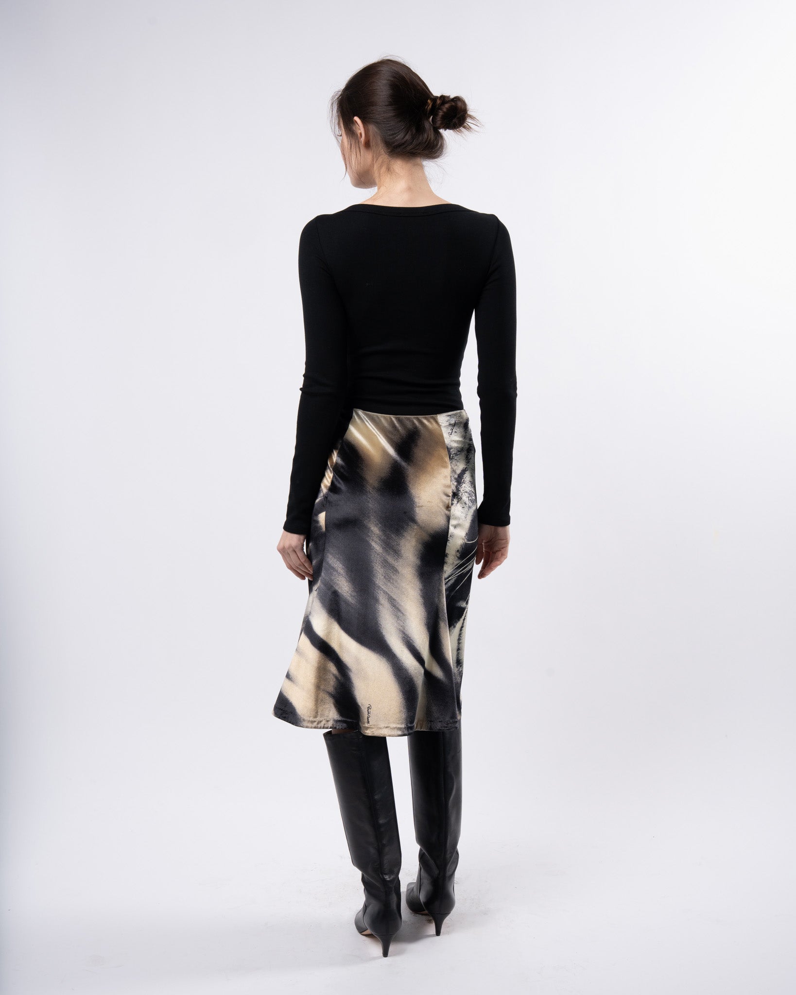2001 Velvet Tiger Print Skirt with Gold Trim - Elegant & Stylish for Parties, Date Nights & Special Occasions