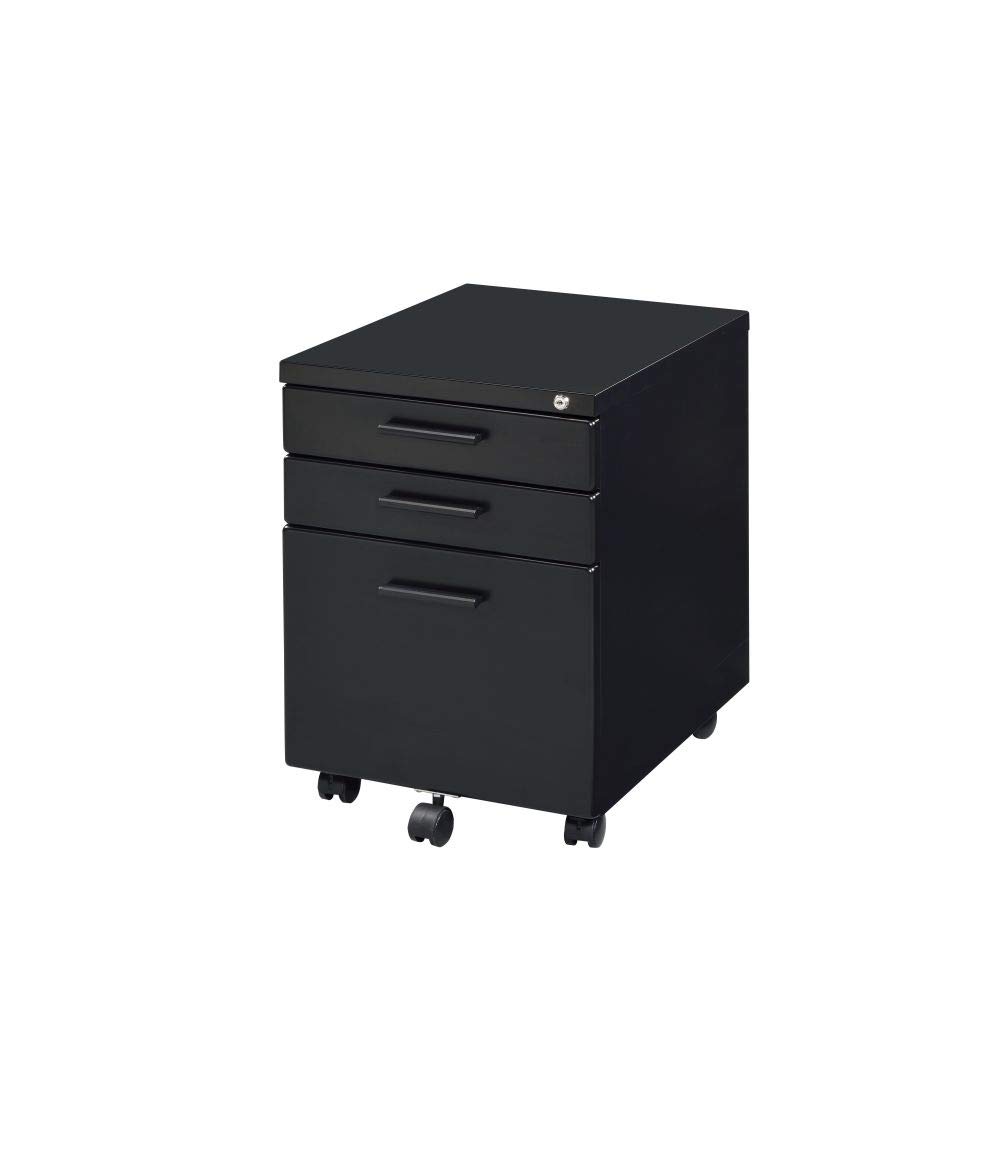 Lazyspace 3-Drawer Locking Metal File Cabinet - Vertical Under Desk Storage for Letter/Legal Documents with Anti-Tilt Design & Wheels - Black Office Filing Cabinet for Home, Business or School Organization