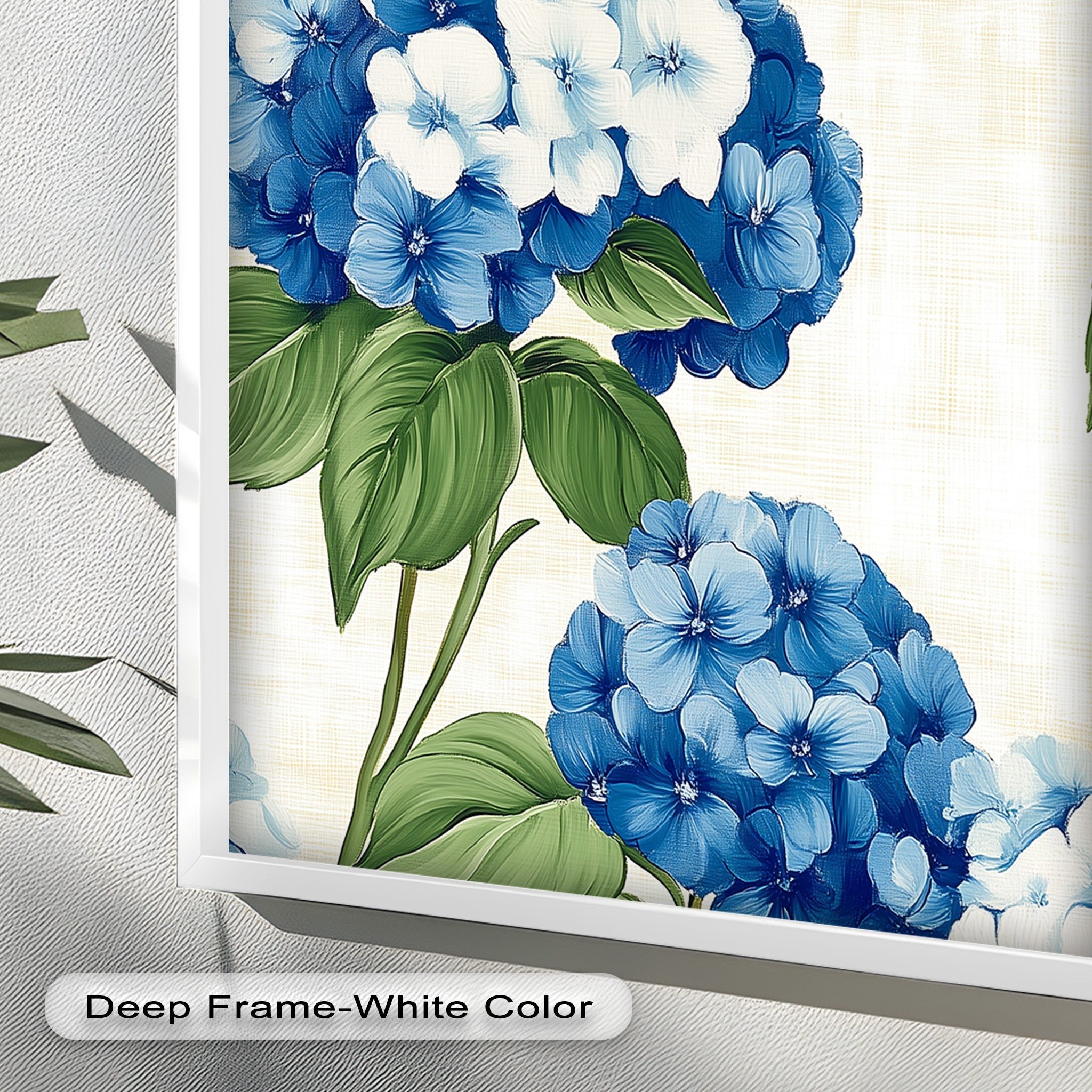 Blue and White Blooming Flower Oil Painting - Handmade Canvas Art for Home Decor, Living Room, Bedroom & Office Wall