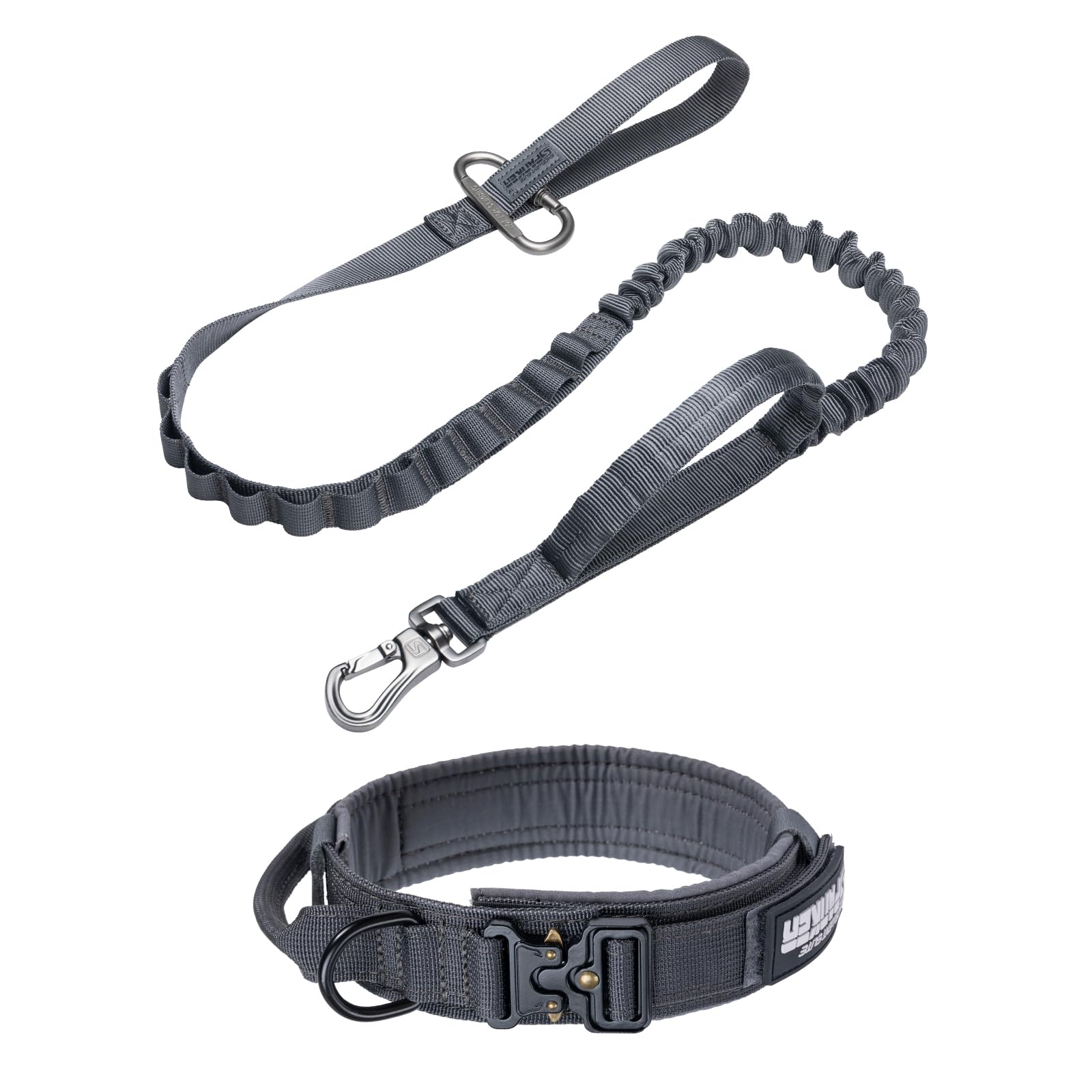 Tactical Dog Collar - Adjustable Nylon K9 Collar with Bungee Leash for Military & Police Dogs - Perfect for Training, Outdoor Adventures & Security Work