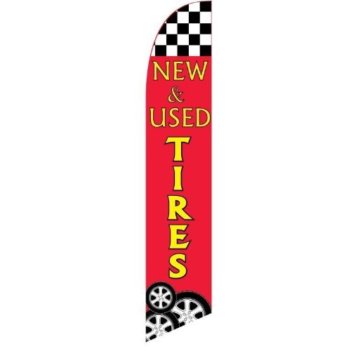 Windproof Full Sleeve Swooper Flag with Pole & Ground Spike - Durable Red & Yellow Tire Design for Outdoor Events, Sports Games, and Patriotic Decorations