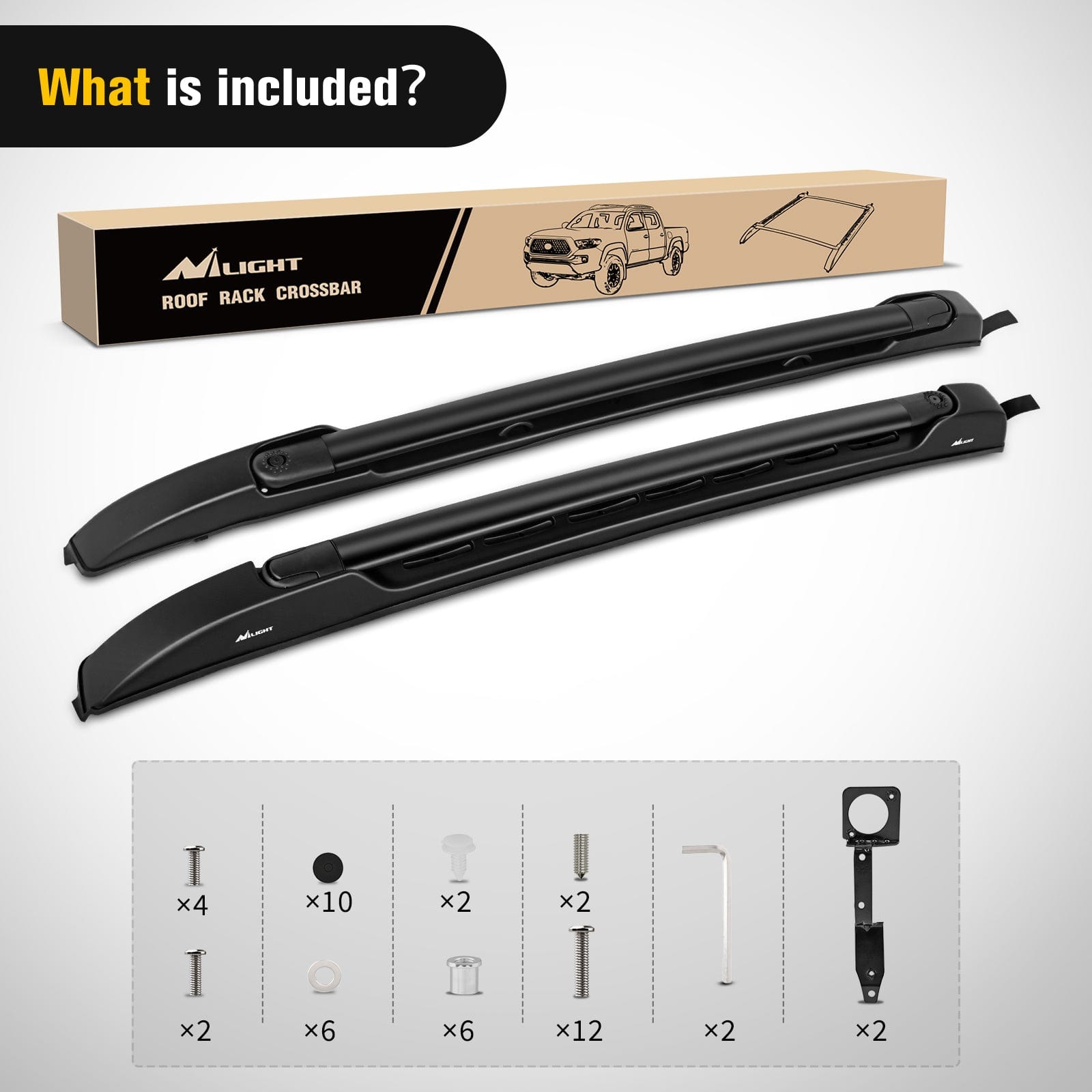 Aluminum Roof Rack Cross Bars for Toyota Tacoma Double Cab (2005-2023) - Heavy Duty Cargo Carrier for Camping, Kayak, Ski & Outdoor Adventure Gear