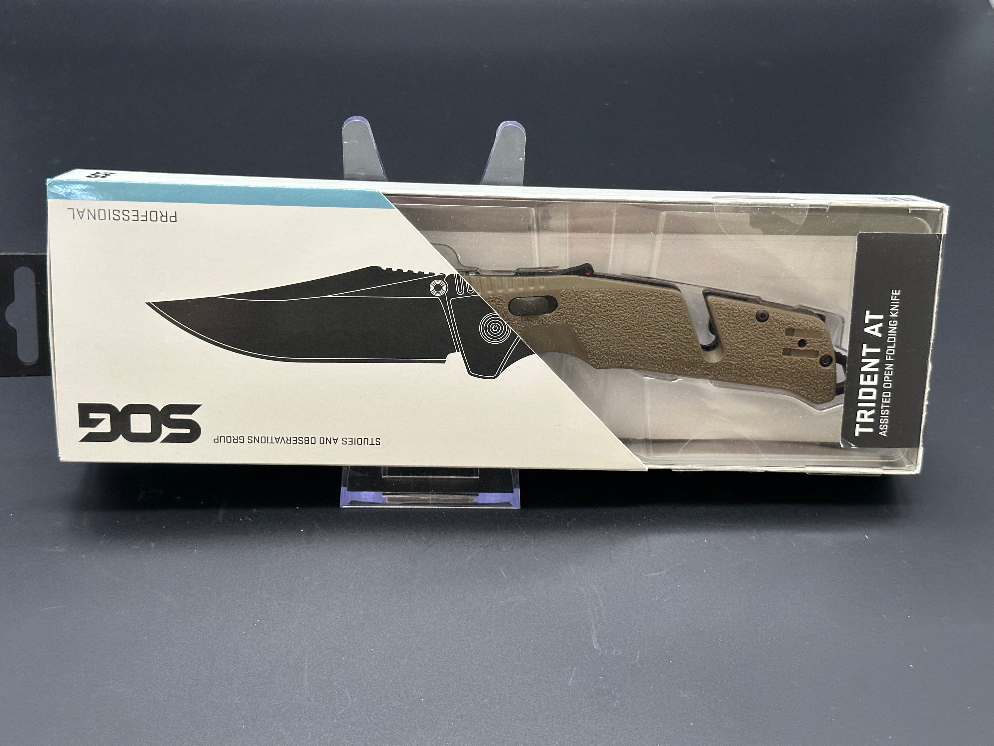 SOG Trident AT MK3 Tactical Folding Knife - Black TiNi Coated Blade, Glass-Reinforced Nylon Handle for Outdoor, Camping & Survival Use