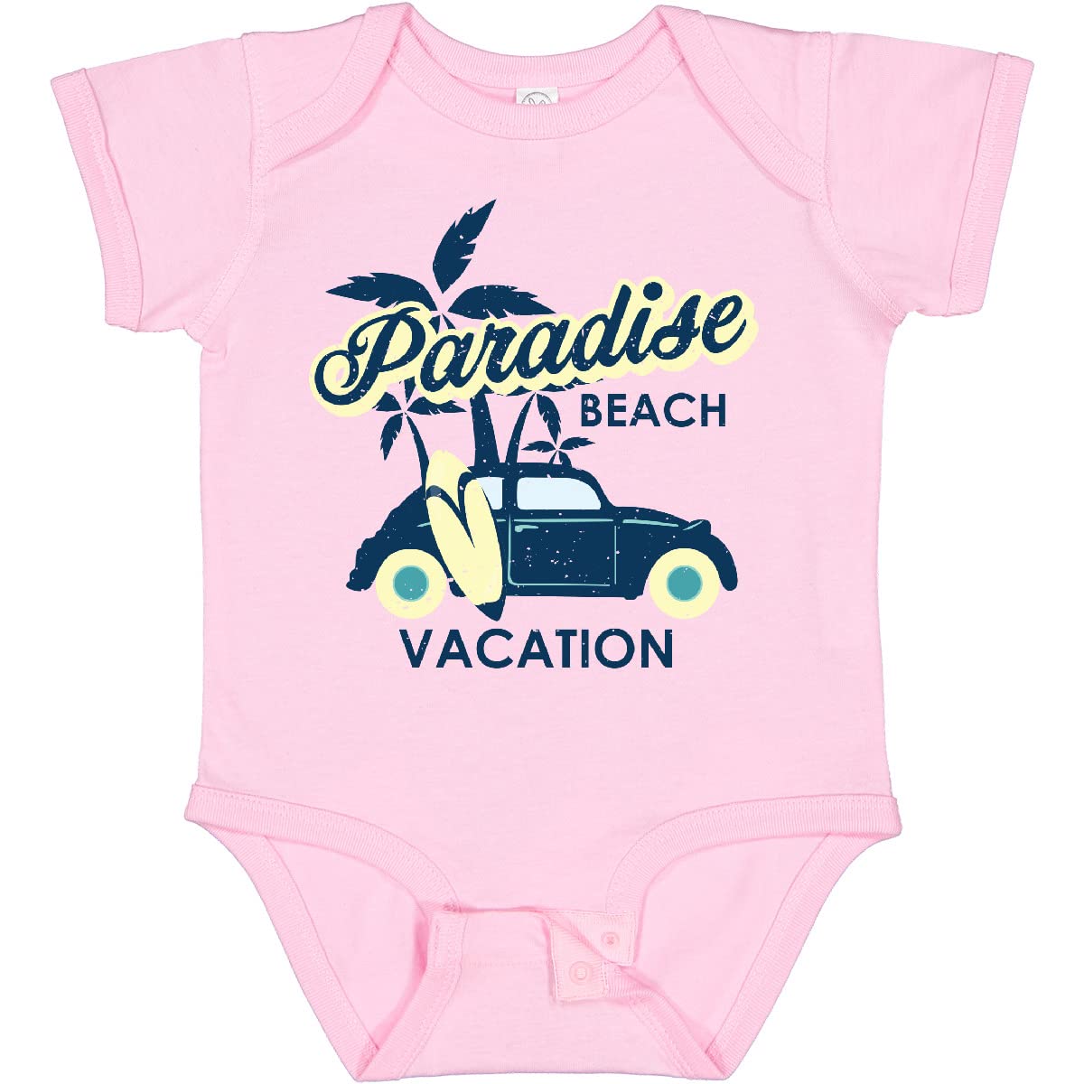 Inktastic Paradise Beach Vacation with Palm Trees Car and Baby Bodysuit - Soft Cotton Infant Onesie for Summer, Beach Trips & Family Vacations