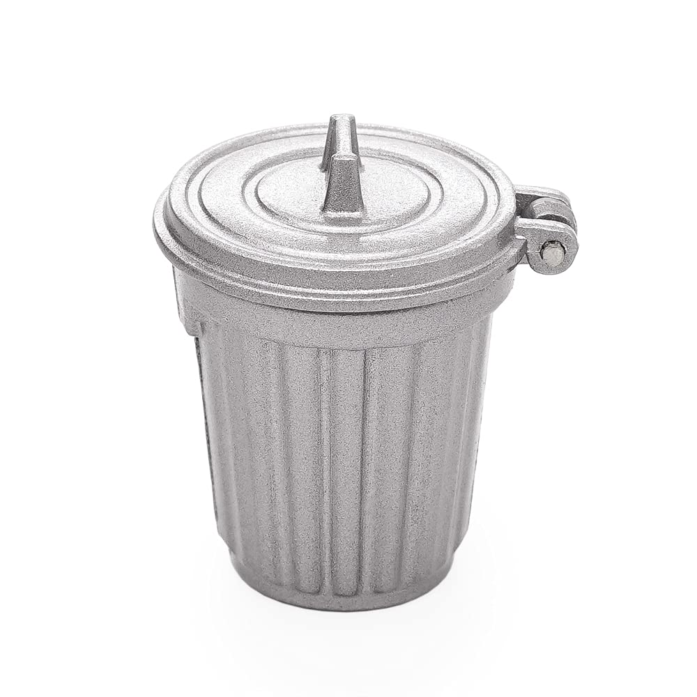1/12 Scale Miniature Gray Trash Can - Odoria Dollhouse Accessories for Realistic Home Decor, DIY Projects & Model Scenes
