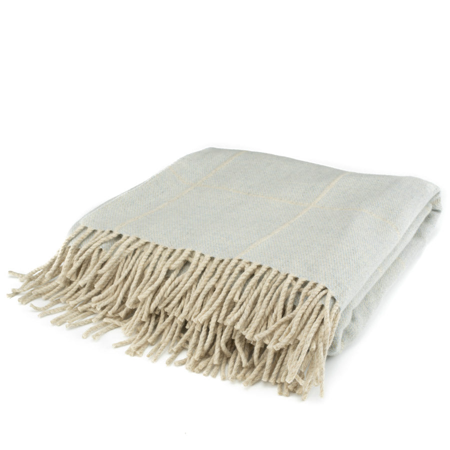 Premium Inchyra Scottish Wool Throw Blanket - Soft & Warm Sky Blue Plaid Design for Cozy Home Decor, Living Room, Bedroom & Gift Giving