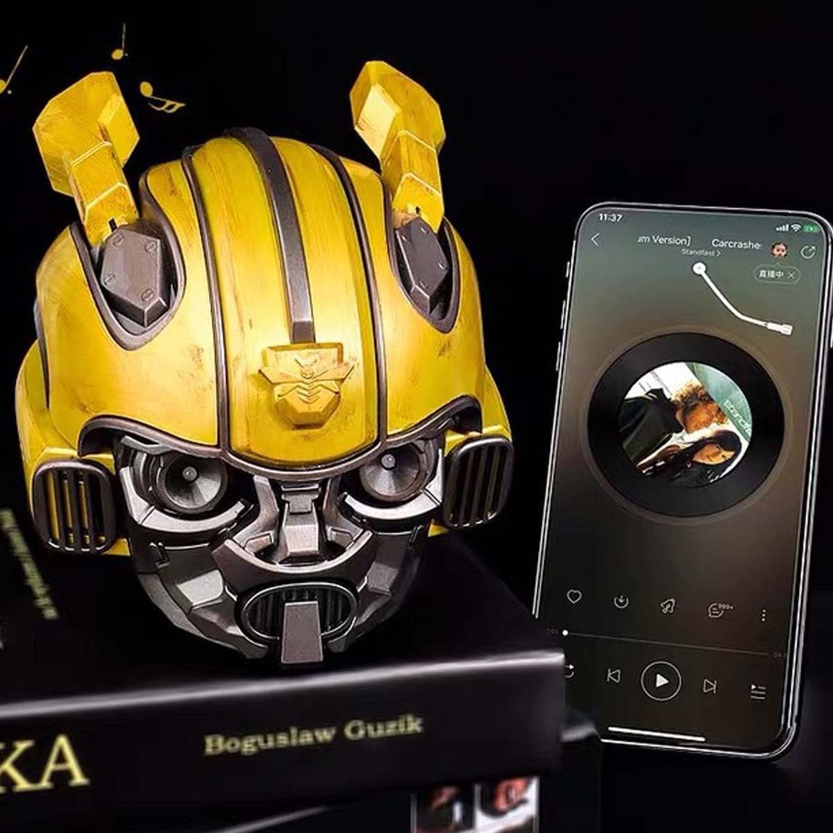 Transformers Bumblebee Helmet Bluetooth Speaker - Portable Wireless Speaker with Bluetooth 5.0, Dual Built-in Speakers & USB Charging Cable - Perfect for Outdoor, Travel, Parties & Gifts