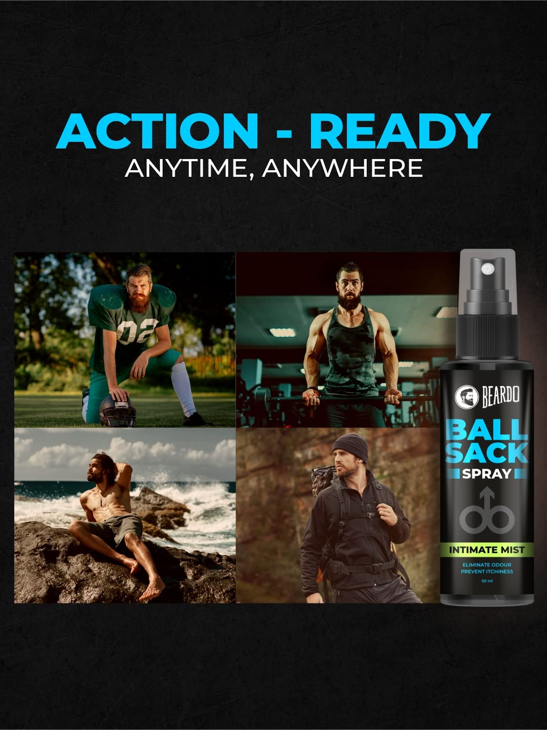 Beardo Ball Sack Spray for Men - 50ml Intimate Hygiene Spray | Fresh, Clean & Dry Balls | Prevents Odor & Itching | Men's Grooming Essential | Perfect for Gym, Travel & Daily Use