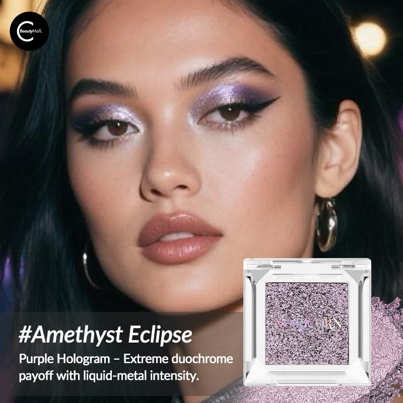 NOIRICORN Multi Chrome Eyeshadow Palette - Amethyst Eclipse Shimmer & Glitter Makeup for Party, Night Out & Special Occasions