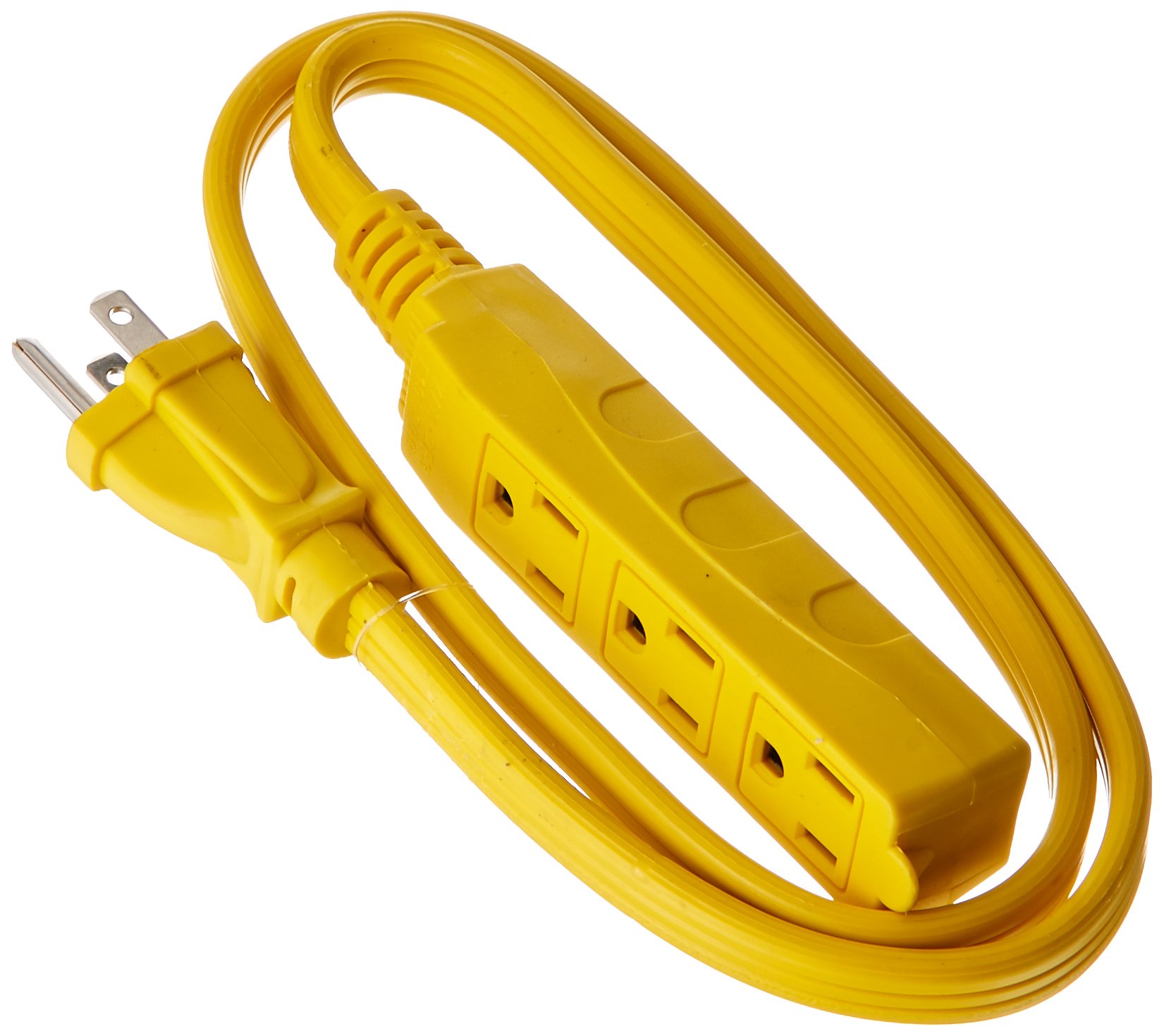 Woods 0863 3-Outlet Extension Cord with Power Tap, 3-Foot Yellow - Perfect for Home Office, Workshop & Outdoor Use