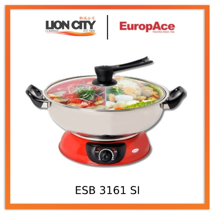Europace ESB 3161 SI 5L Electric Steamboat - Fast Heating, Durable Stainless Steel for Hot Pot, Shabu Shabu & Family Dining