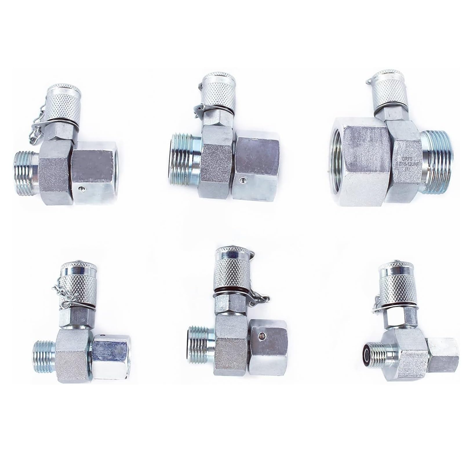 6 Pack ORFS Hydraulic Swivel Tee Fittings Connector Kit - Heavy Duty Excavator Construction Machinery Hydraulic System Couplings - Perfect for Hydraulic Line Repair & Maintenance