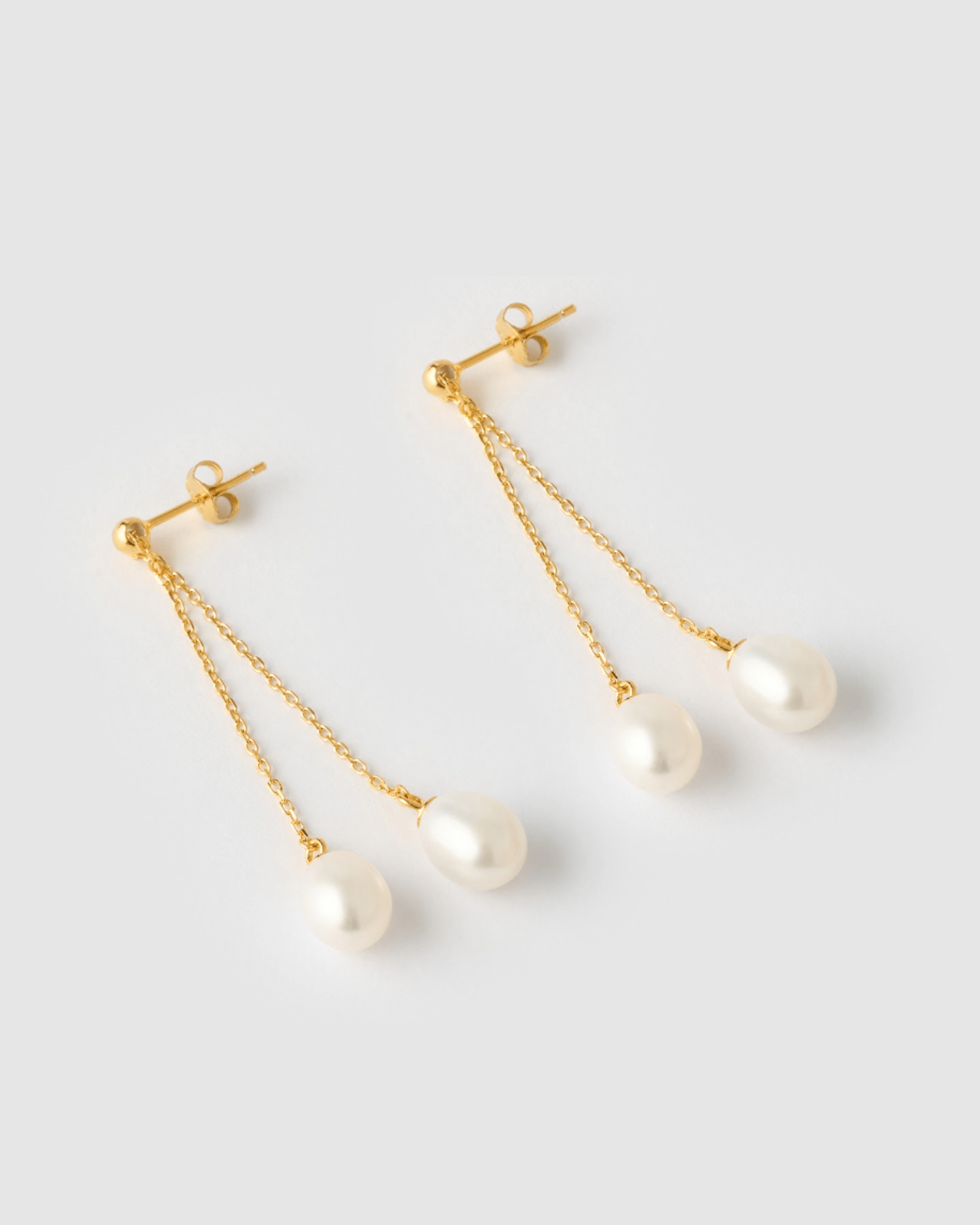 Izoa Eloise Gold Pearl Earrings for Women - Elegant Dangle Pearl Jewelry for Party, Wedding & Special Occasions