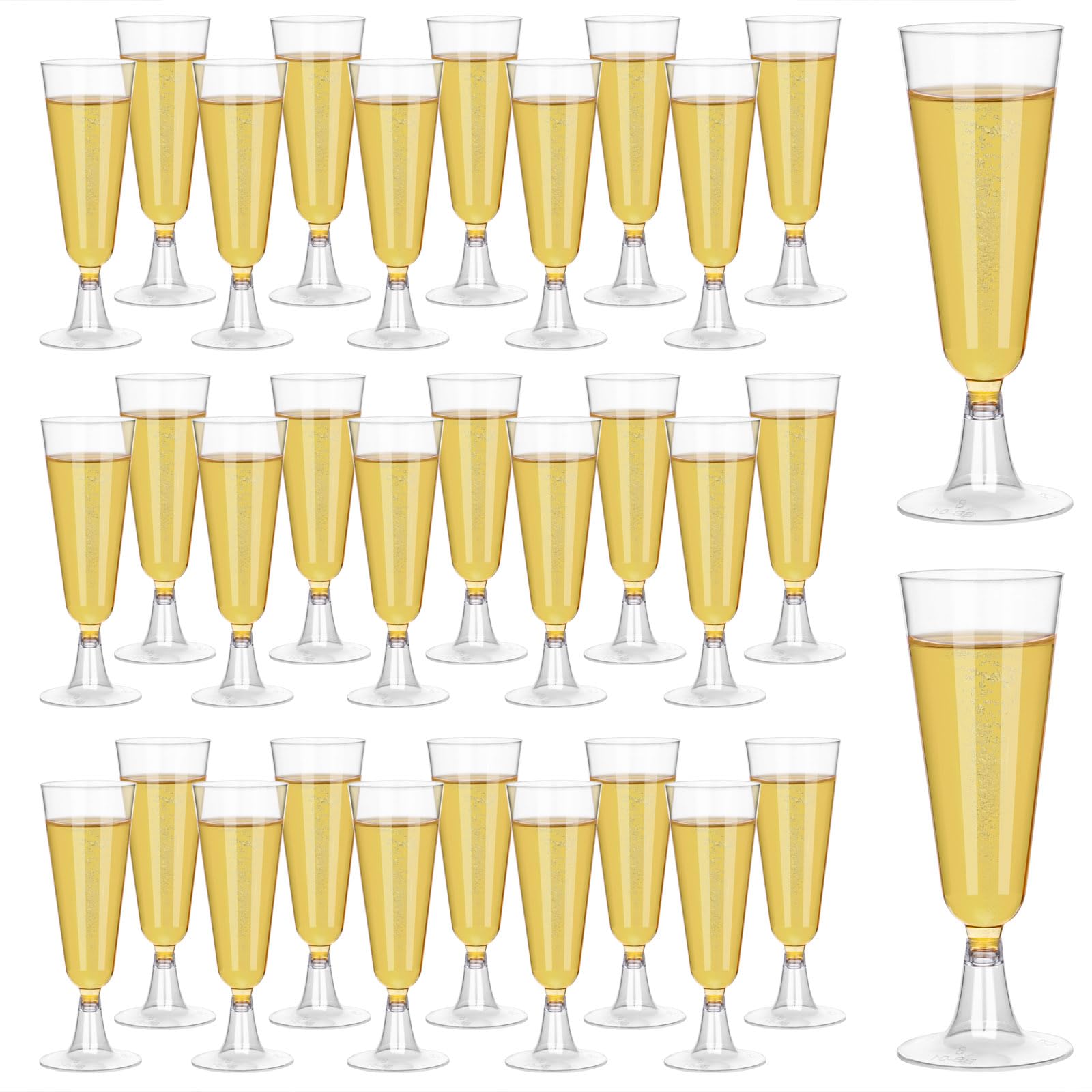 40 Pcs Clear Plastic Champagne Flutes - 5.5