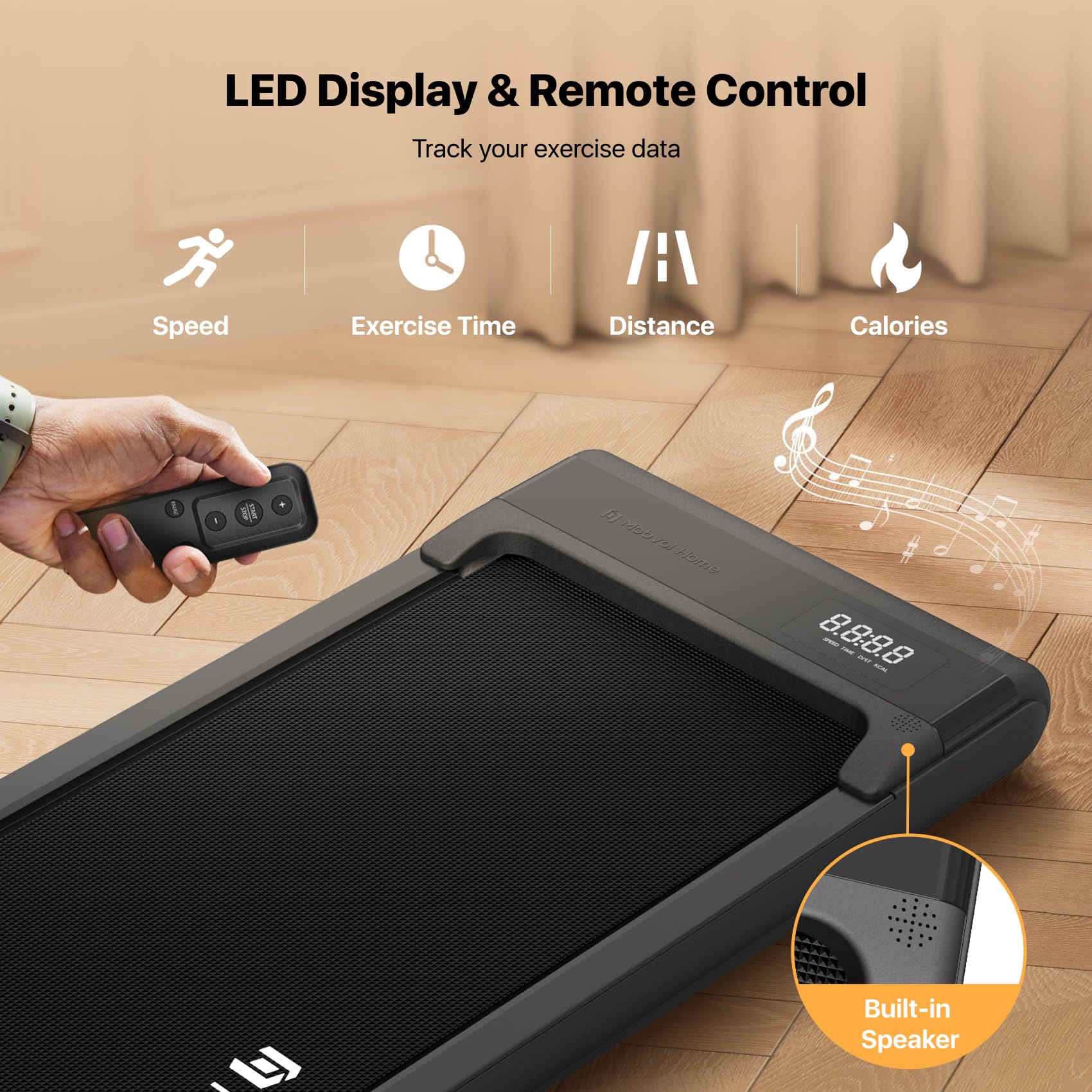 Compact Under Desk Treadmill with Remote Control - Mobvoi Walking Pad for Home & Office Use, 265 LBS Capacity, Portable & Easy Storage - Perfect for Walking, Jogging & Workstation Fitness