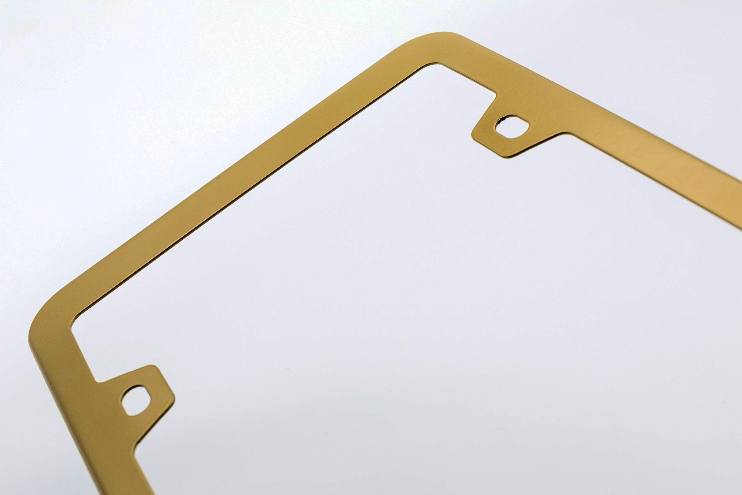 2Pcs Stainless Steel License Plate Frames - Dull Gold License Plate Cover with Corrosion Resistant Security, 4 Hole Design with Screws Included - Perfect for Cars, Trucks & SUVs