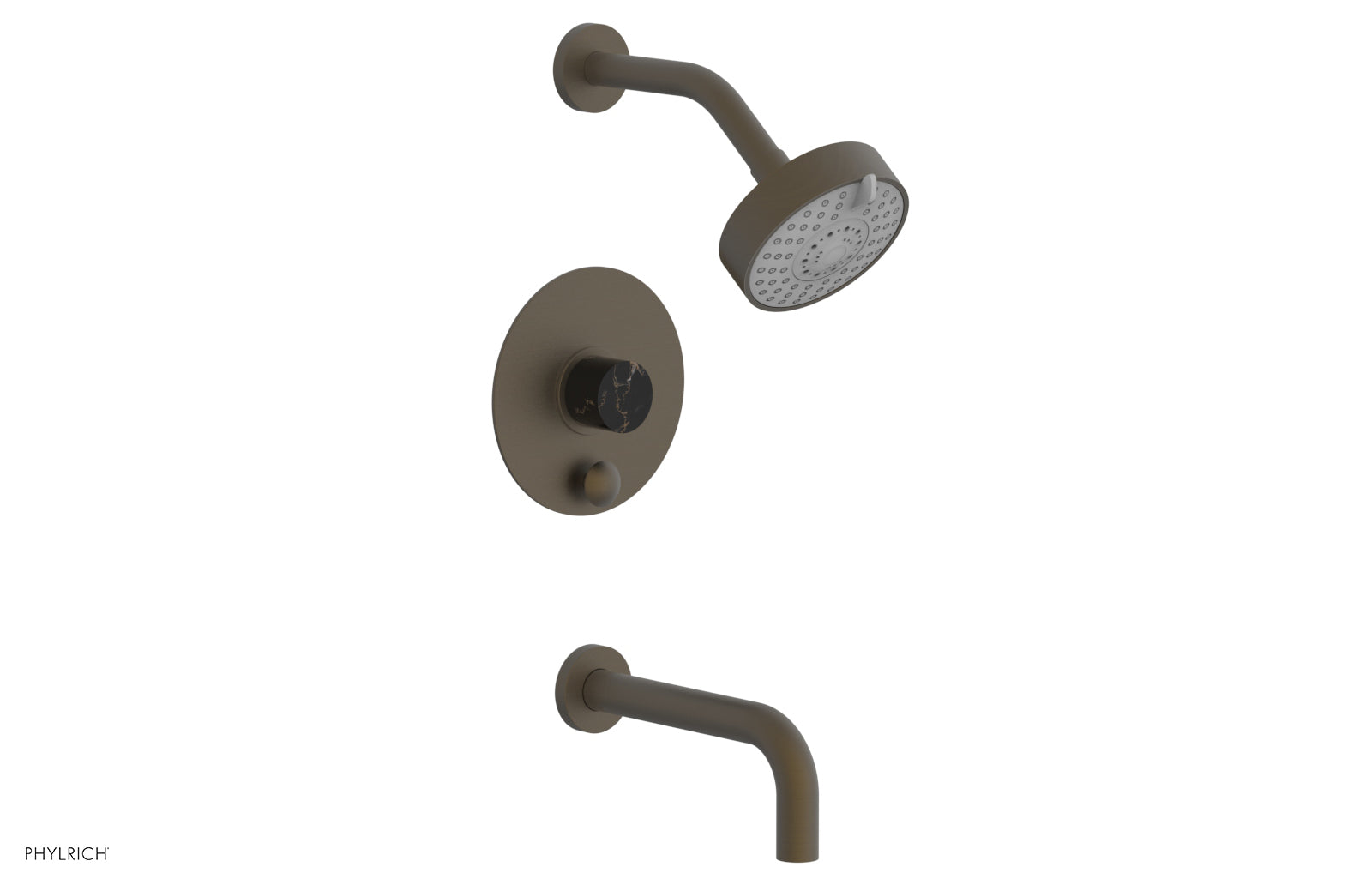 BASIC II Pressure Balance Tub and Shower Set - Black Marble Finish, 230 28 Series | Perfect for Modern Bathroom Renovations & Spa-Like Showers