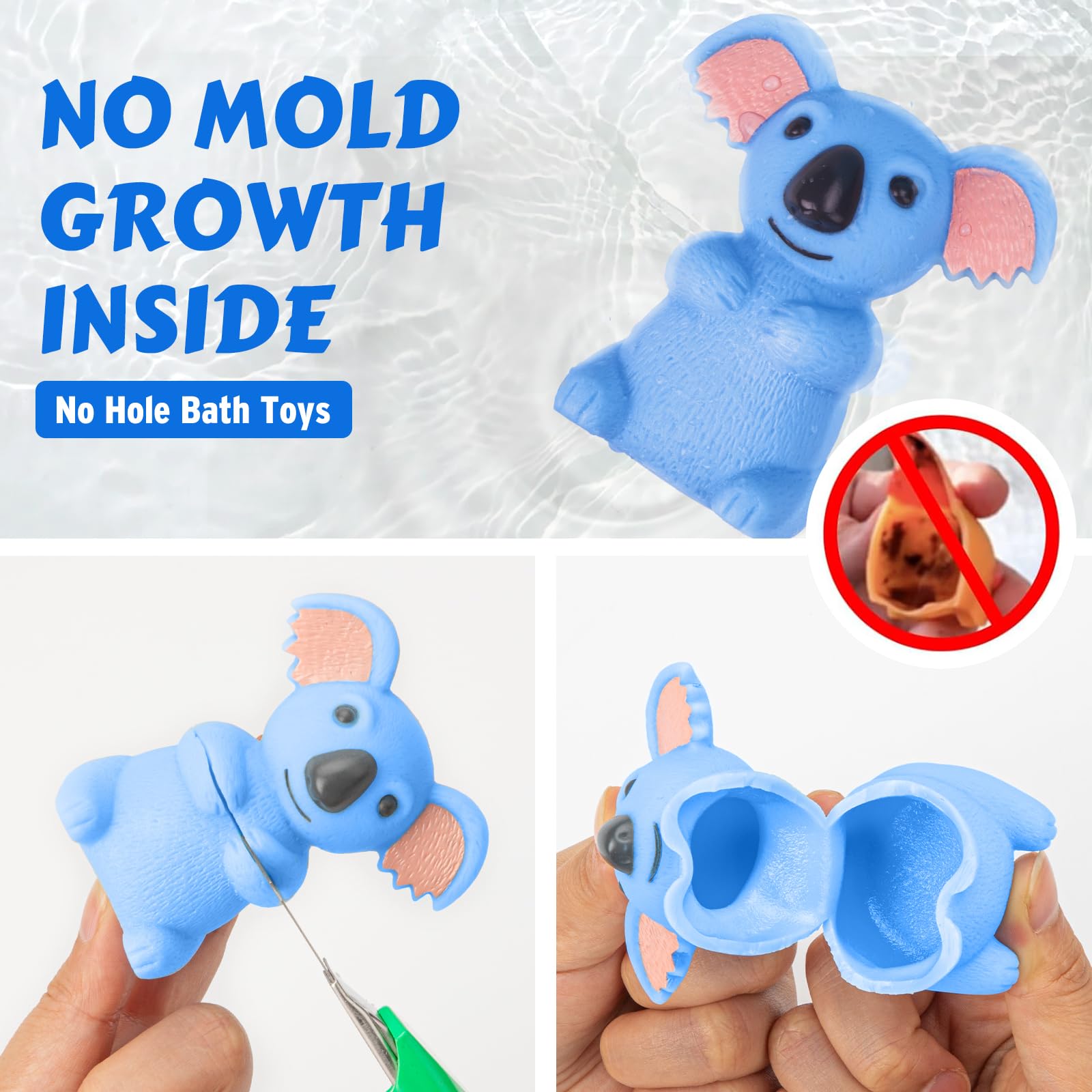 **Non-Toxic Bath Toys for Babies 6-18 Months & Toddlers 1-3 Years - 8PC No-Hole Animal Bathtub Toys Set (Animal C) - Safe, Fun & Educational Bath Time Play for Infants**