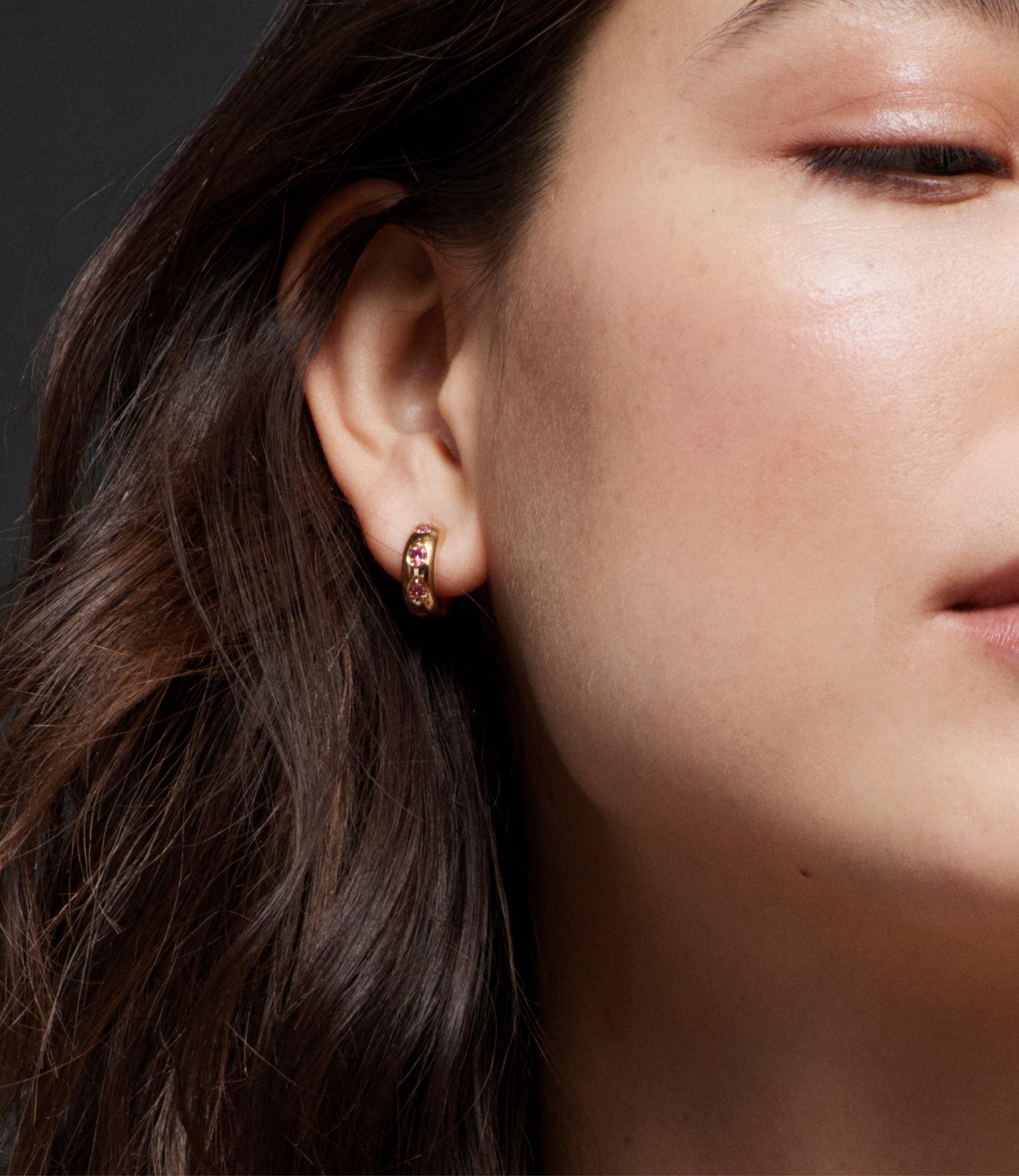 Forever & Always Pink Tourmaline Gemstone Hoop Earrings in 14K Yellow Gold - Perfect for Valentine's Day Gifts & Anniversary Jewelry