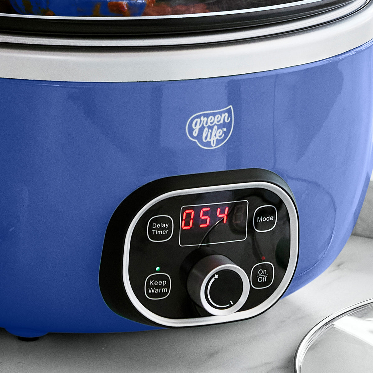 GreenLife Healthy Duo 6 Quart Slow Cooker with Removable Pot - Blue | Energy Efficient Slow Cooker for Soups, Stews & Meal Prep | Perfect for Family Dinners & Potlucks
