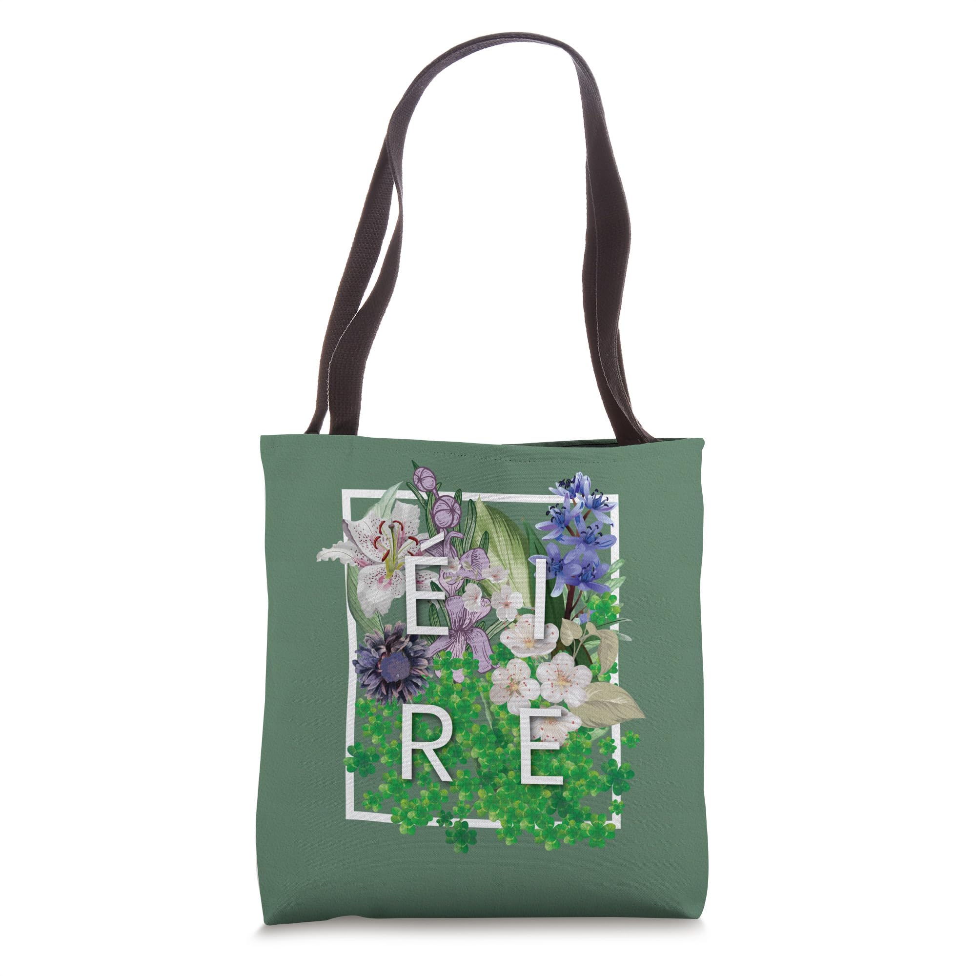 Flowers of Ireland Word Art Tote Bag - Irish Pride Gift for Women, St. Patrick's Day Accessory - Perfect for Shopping, Travel & Everyday Use