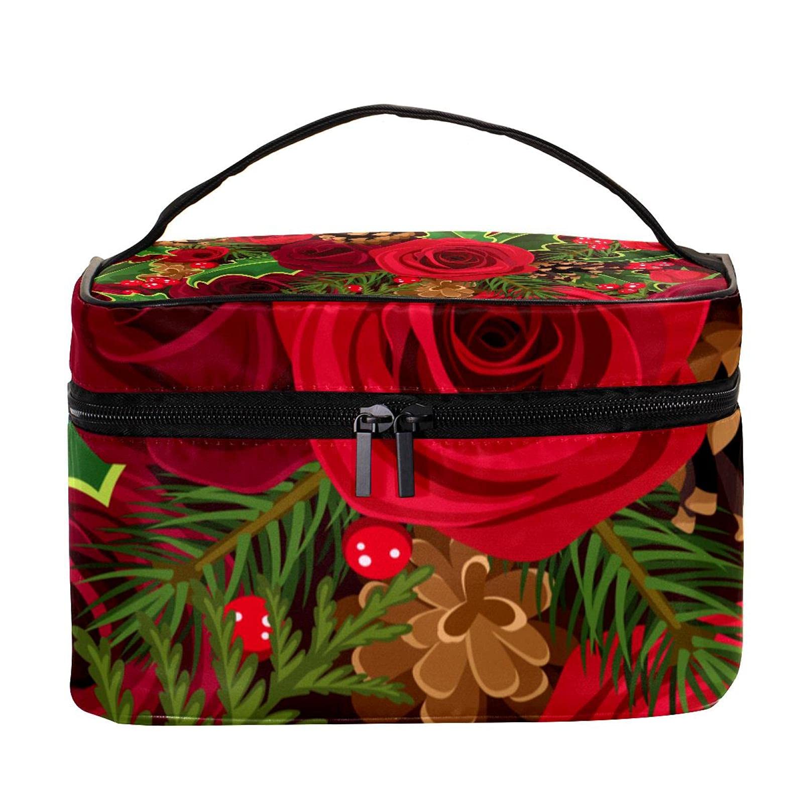 Vintage Roses Floral Travel Makeup Bag - Large Cosmetic Organizer with Zipper for Women & Girls | Perfect for Travel, Gym, and Daily Essentials Storage