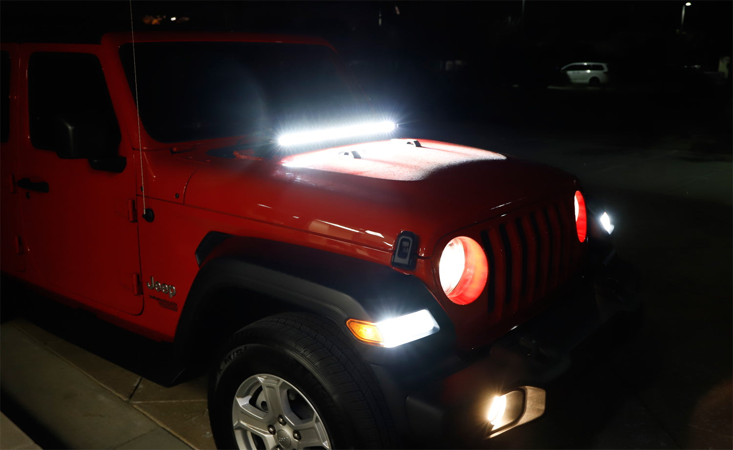 150W 30 LED Light Bar with Front Hood Top Bracket Wiring Kit for 2018+ Jeep Wrangler JL - Off-Road, Camping & Night Driving Lighting Upgrade