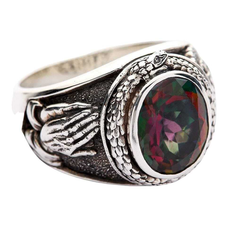 Sterling Silver Mystic Topaz Praying Hands Gothic Ring for Men & Women - Unique Biker Jewelry for Motorcycle Riders & Gothic Fashion Lovers - Perfect for Everyday Wear, Special Occasions & Gift Giving