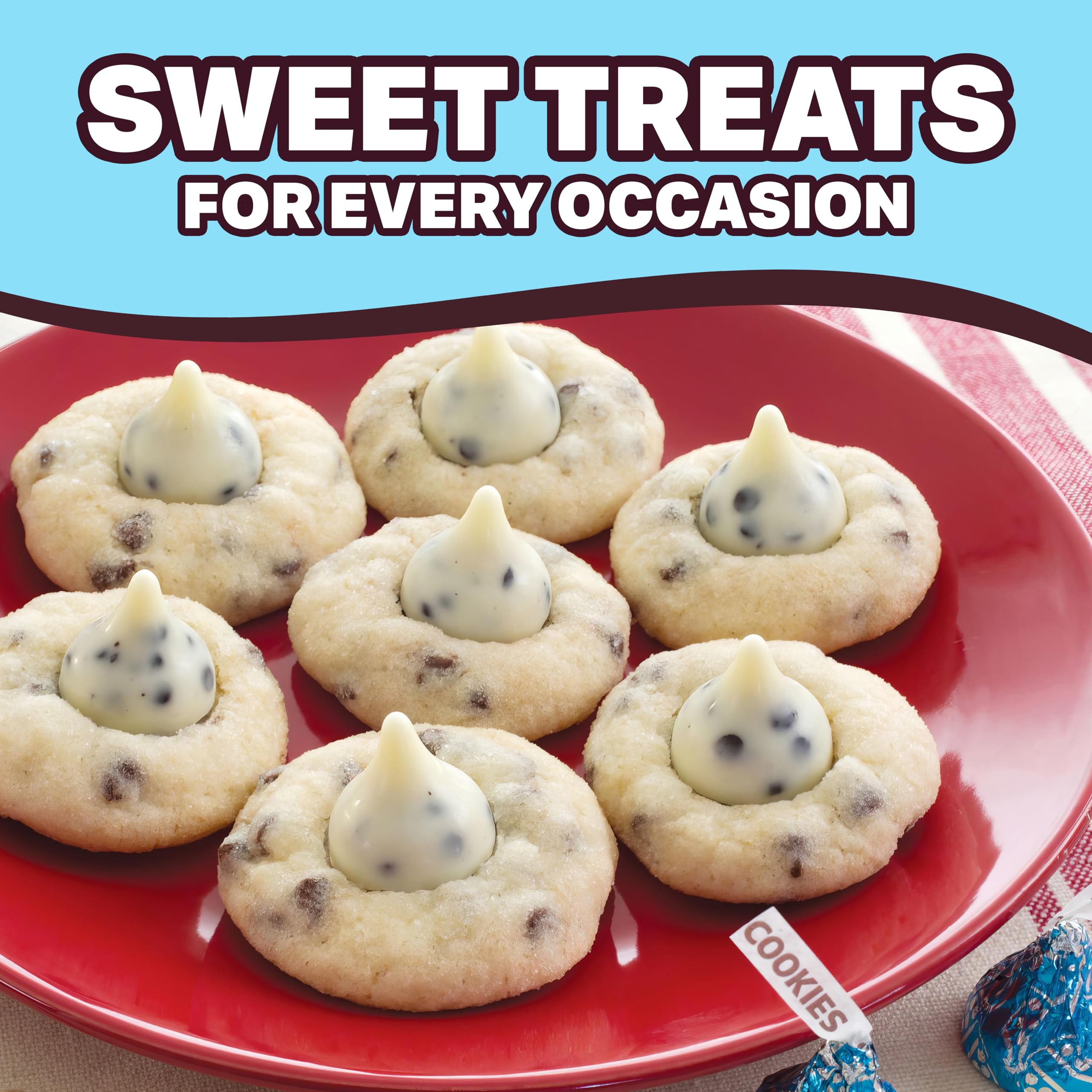 Hershey's Kisses Cookies & Cream Chocolate Chips - 1 Pound Bulk Candy (Approx 105 Pieces) - Individually Wrapped Blue Foil Candies for Gifts, Parties & Holidays - Perfect for Gift Boxes, Piñata Stuffers, Christmas Stockings & Office Treats - Delicious Snacks for Kids & Adults