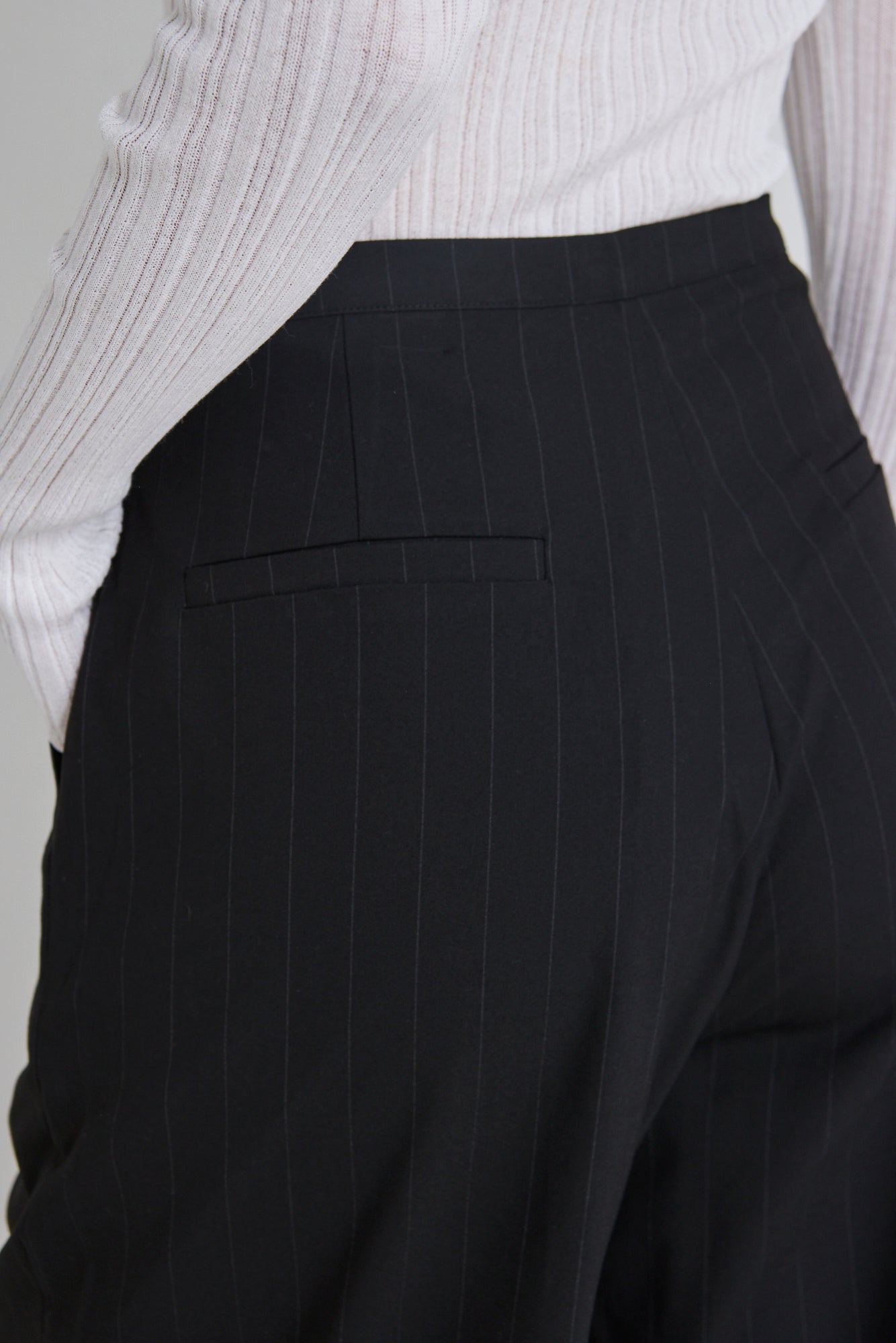 Best Life Women's Black Pinstripe Wide Leg Pants - High Waisted Office Trousers for Work & Business Casual Outfits