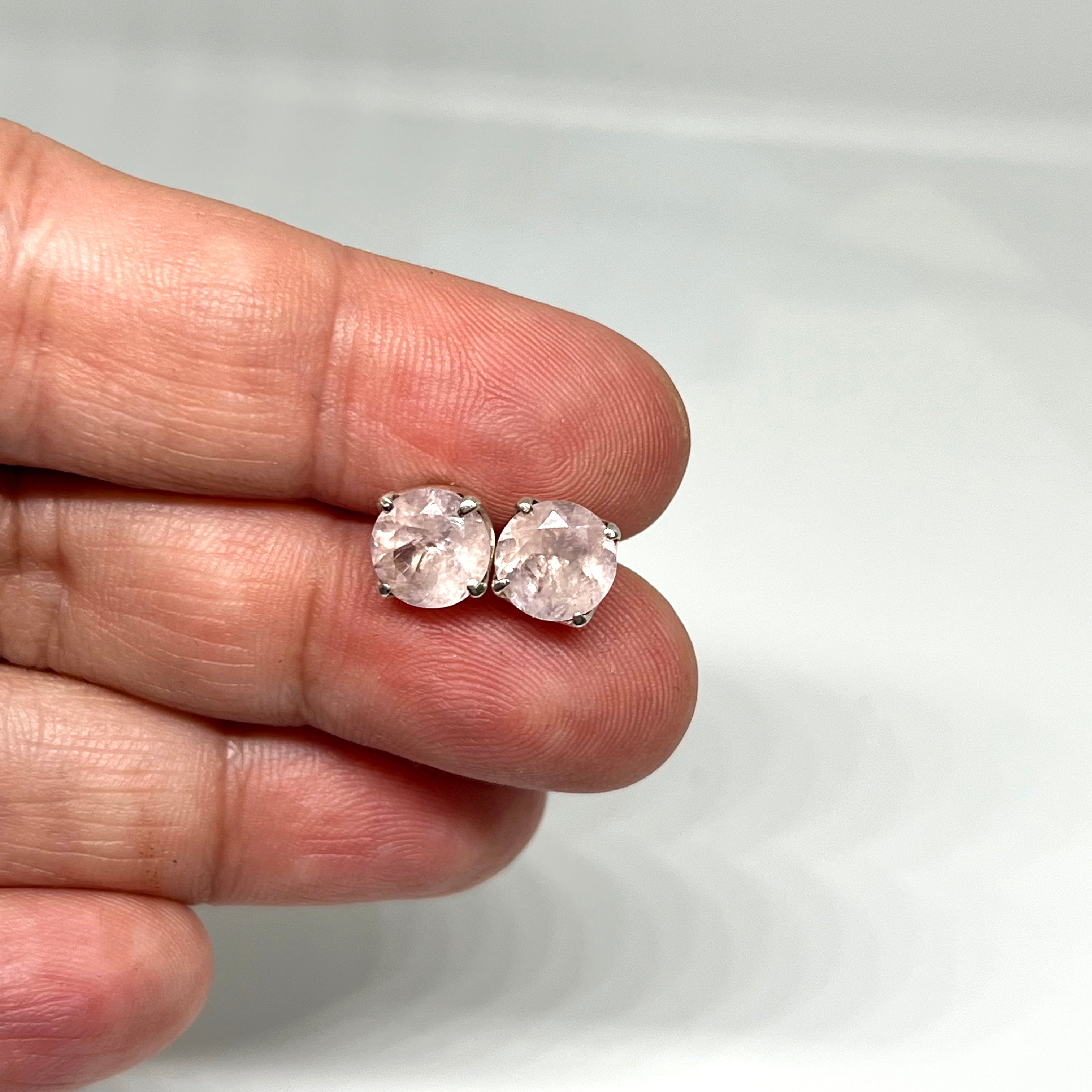 Morganite Round Faceted Gemstone 4-Prong Stud Earrings for Women - PSE012 | Elegant Jewelry for Weddings, Parties & Everyday Wear