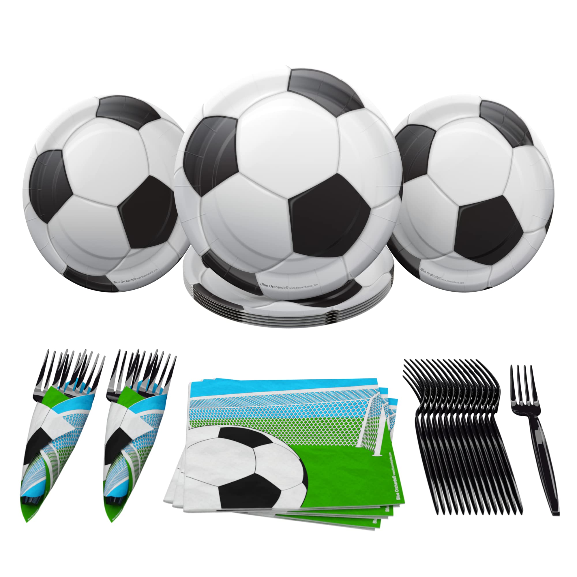 Blue Orchards Soccer Value Party Supplies Pack (60 Pieces for 16 Guests) - Soccer Ball Plates, Napkins, Decorations - Perfect for Sports Themed Birthday Parties, Team Celebrations & Game Day Events
