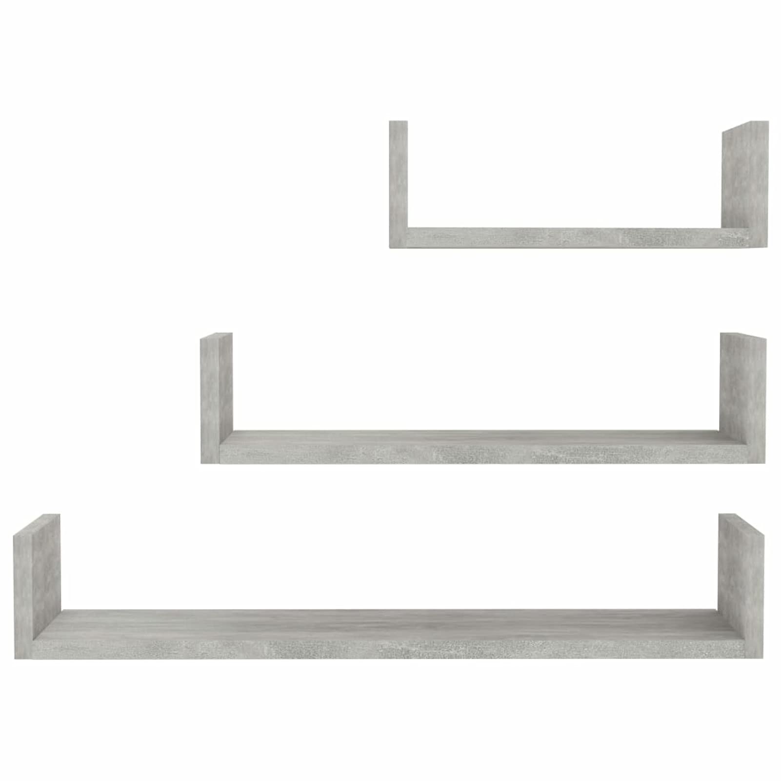 Tidyard 3-Piece Floating Shelves Set - Chipboard Wall Mounted Display Shelves for Collectibles, Photos & Decor - Concrete Gray - Perfect for Living Room, Bedroom, Home & Office Organization & Storage