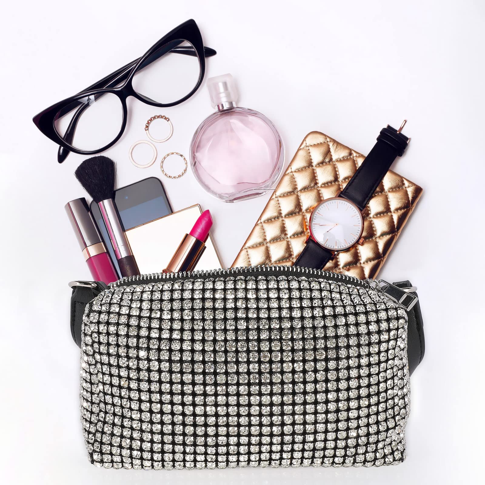 Sparkling Rhinestone Crossbody Bag for Women - Elegant Crystal Evening Clutch Purse with Shiny Bling Design for Wedding, Prom, Cocktail Party & Date Night | Perfect Luxury Accessory for Special Occasions