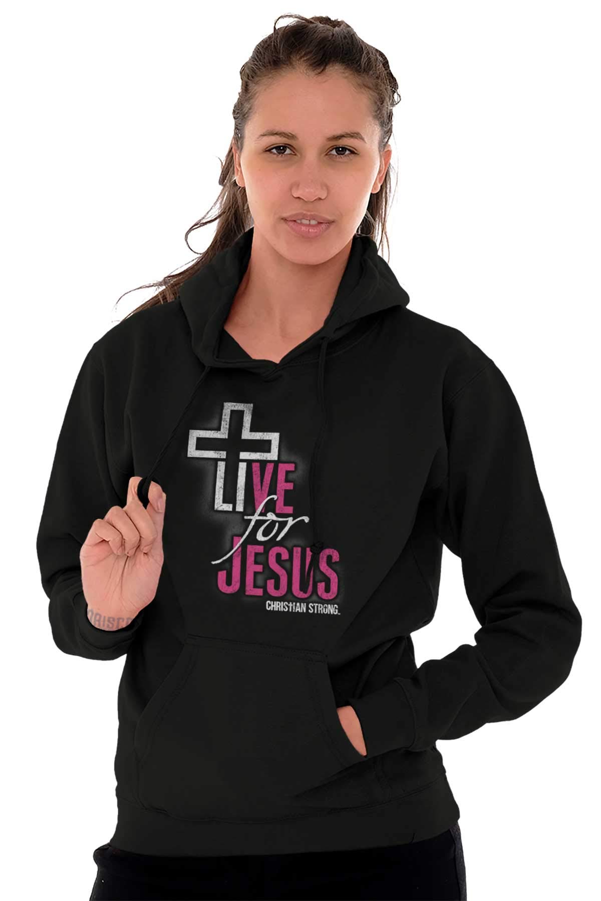 Christian Strong Live for Jesus Religious Faith Hoodie Sweatshirt for Women & Men - Comfortable Unisex Pullover for Church, Bible Study & Daily Worship