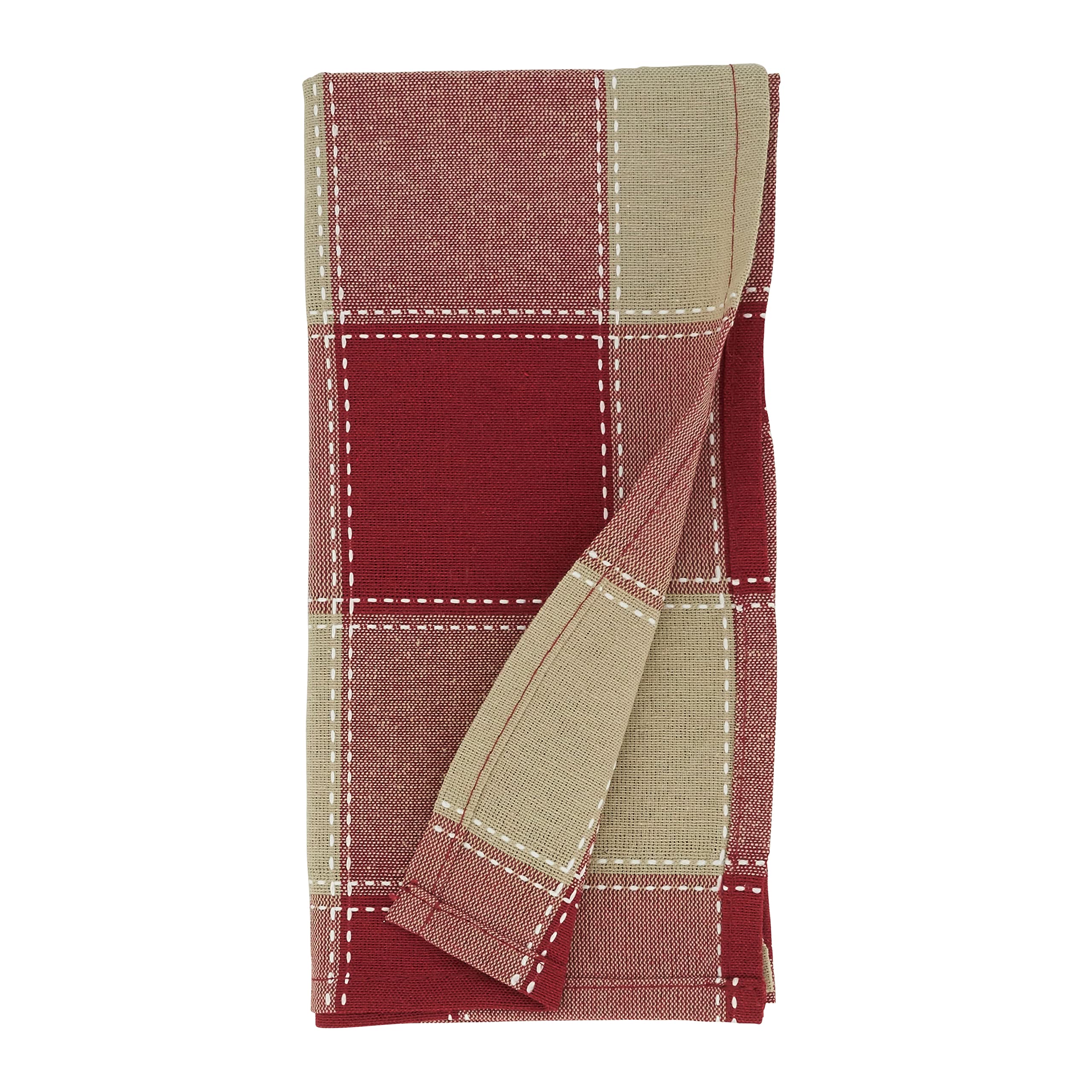 Premium Stitched Plaid Table Napkins Set of 4 - 100% Cotton Decorative Dinner Napkins for Holiday Dining, Parties & Everyday Use