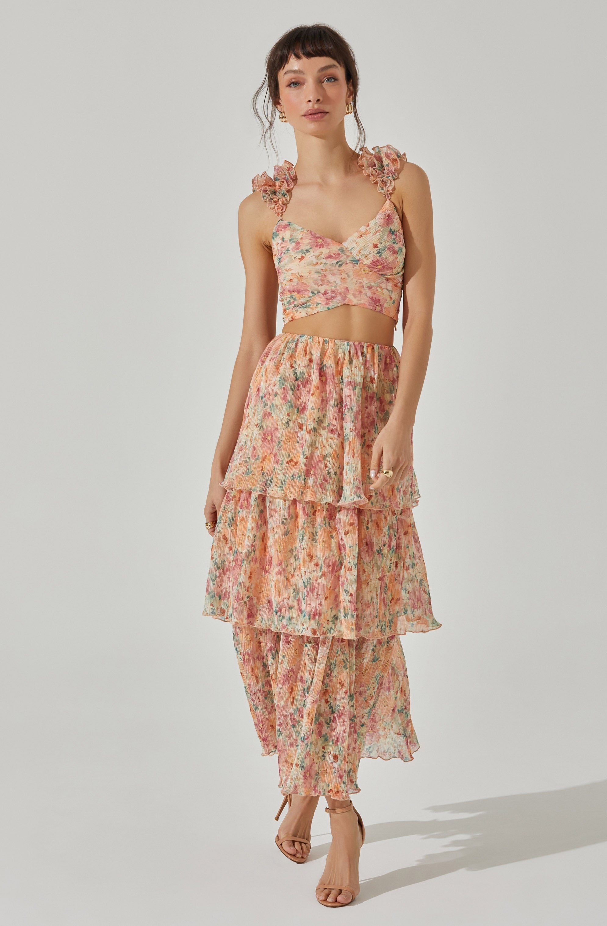Elegant Tiered Plisse Maxi Skirt for Women - Boho Chic Flowy Long Skirt with Side Slit - Perfect for Summer, Beach, Parties & Casual Wear