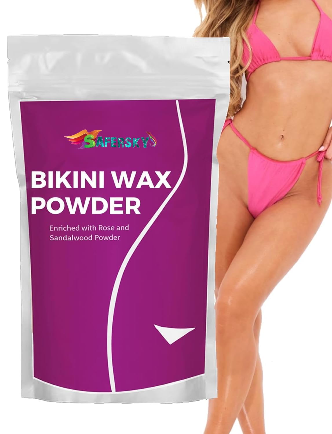 BLITZWAX Bikini Hair Removal Powder Wax for Women - Painless Herbal Wax Powder for All Skin Types - 5 Min Quick Hair Removal for Hands, Legs, Underarms & Bikini Area - 100g | Perfect for Smooth Skin at Home, Salon, or Travel