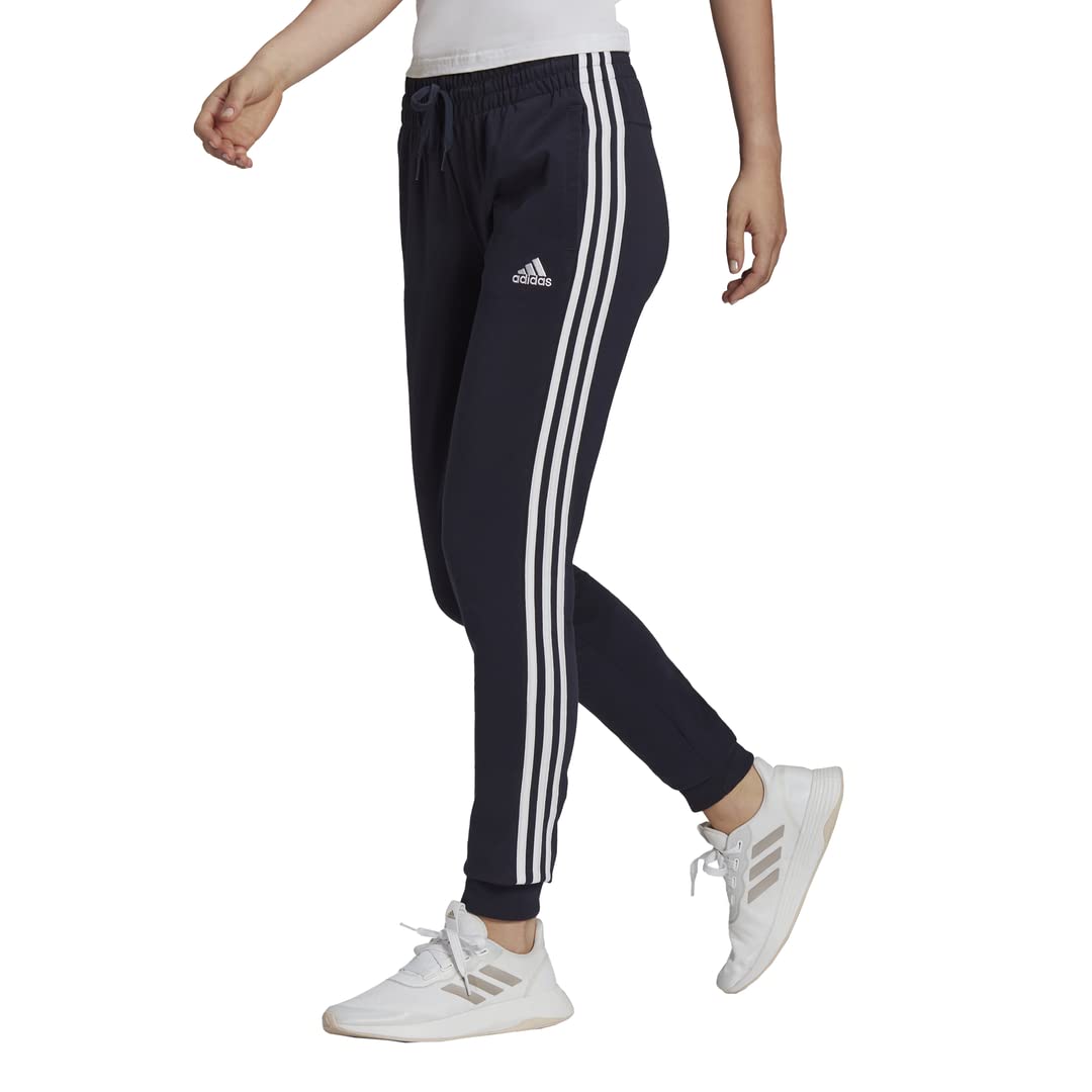 adidas Women's Essentials 3-Stripes Jersey Pants - Comfortable Athletic Lounge Pants for Yoga, Running & Casual Wear