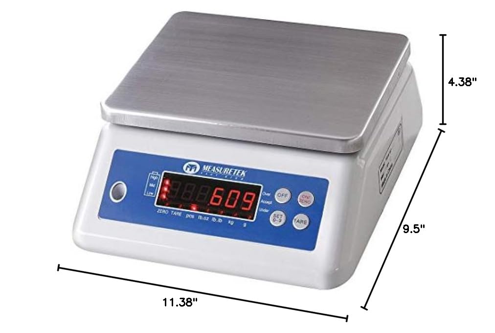Washdown Bench Scale - Digital Industrial Scale 3kg/6.6 lb Capacity - Waterproof & Durable for Food Processing, Laboratories & Commercial Kitchens