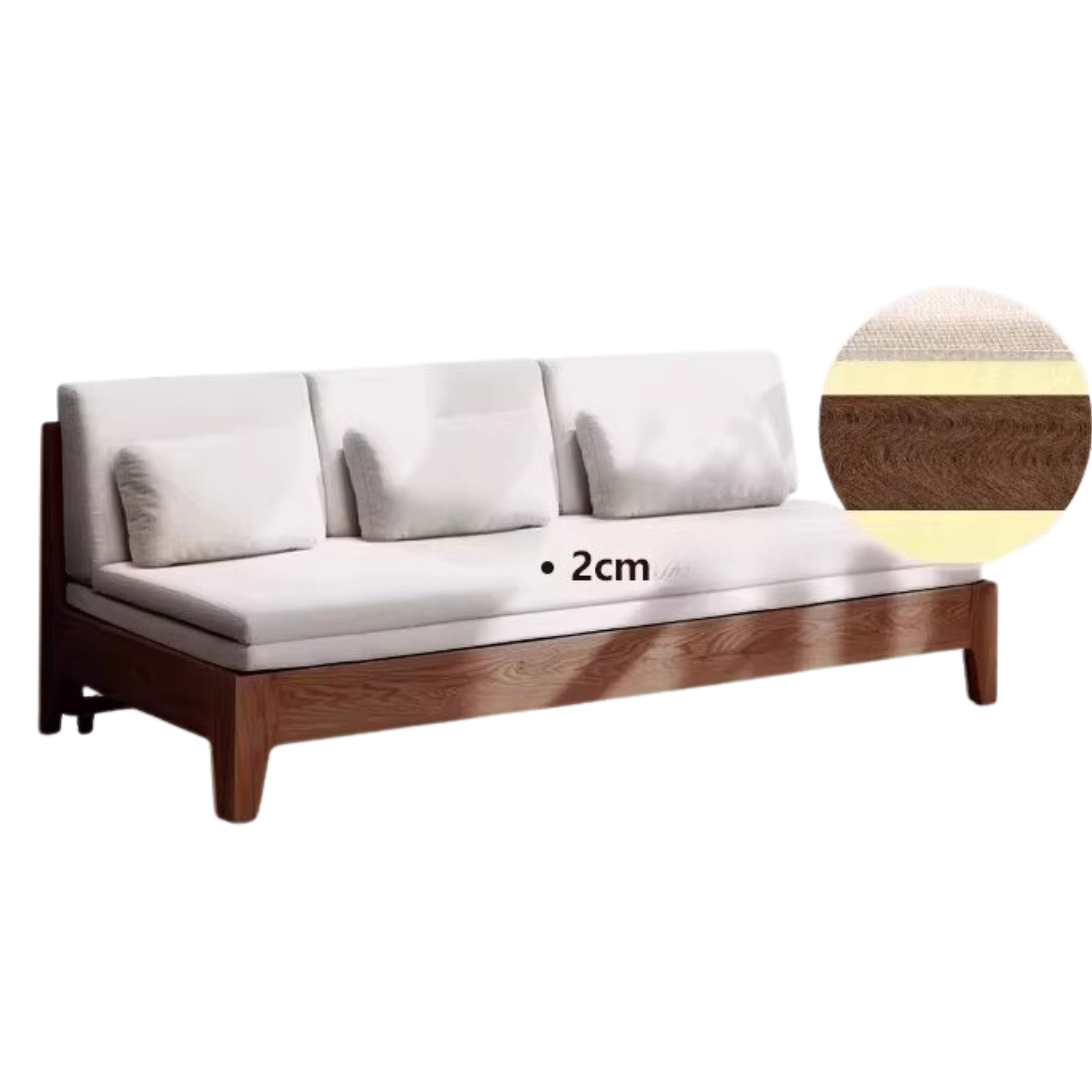 76.7х30-53.9х29.1 inch / 195х76.5-137.4х74сm / Walnut color - gravel white / fabric coconut palm mat sofa bed