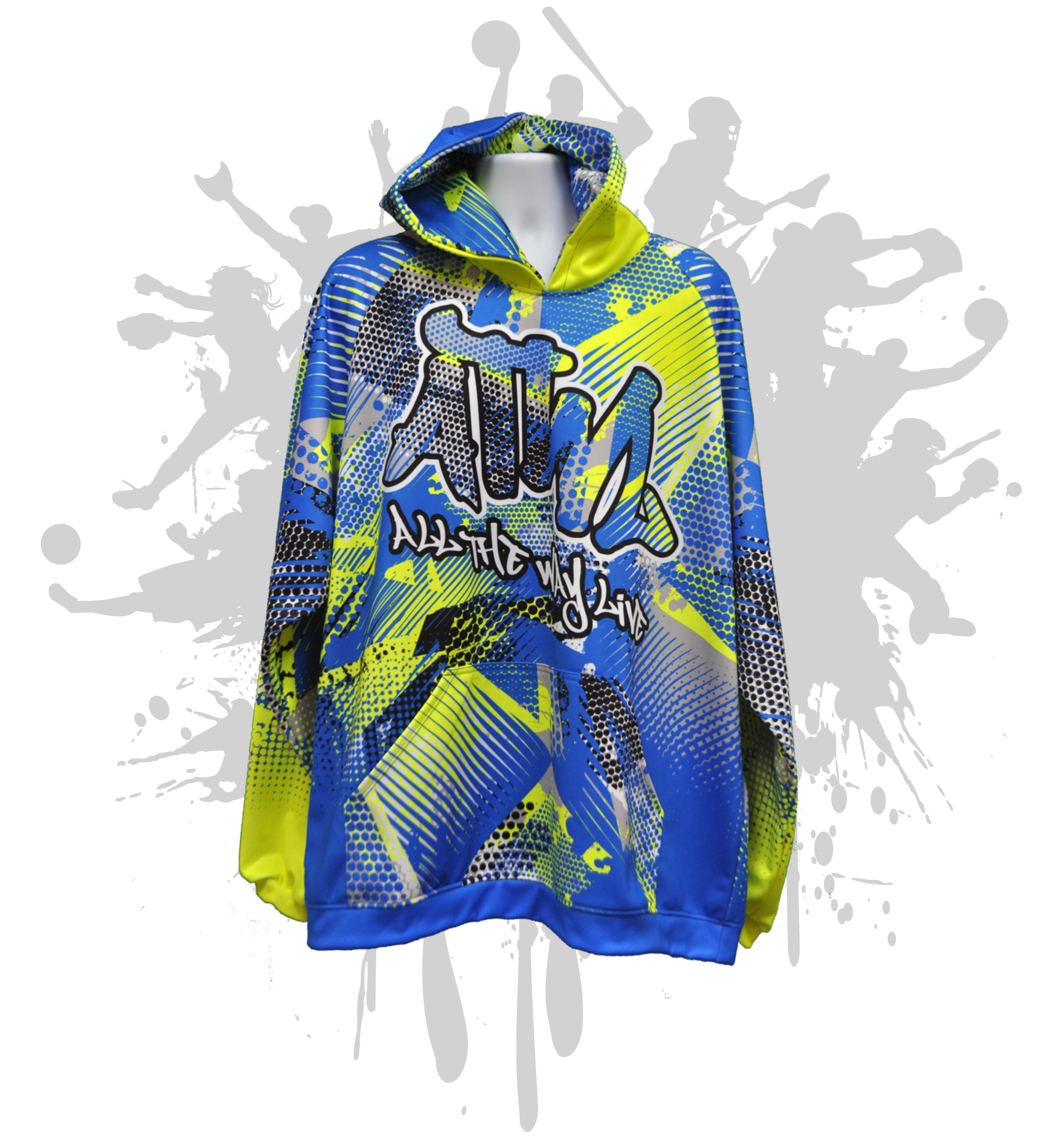 Unisex Complex Hoodie - Neon Yellow & Blue Pullover for Men & Women | Perfect for Streetwear, Gym & Casual Outfits