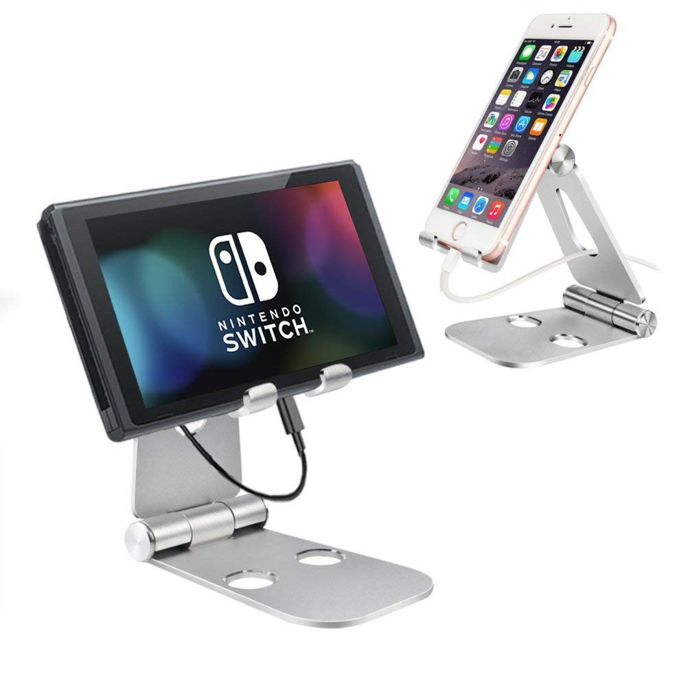 Simpeak Phone Stand, Tablet Stand, Universal Dock Holder for Smartphones - Aluminum Silver | Desk Accessories for iPhone, Samsung, iPad | Perfect for Office, Home & Video Calls